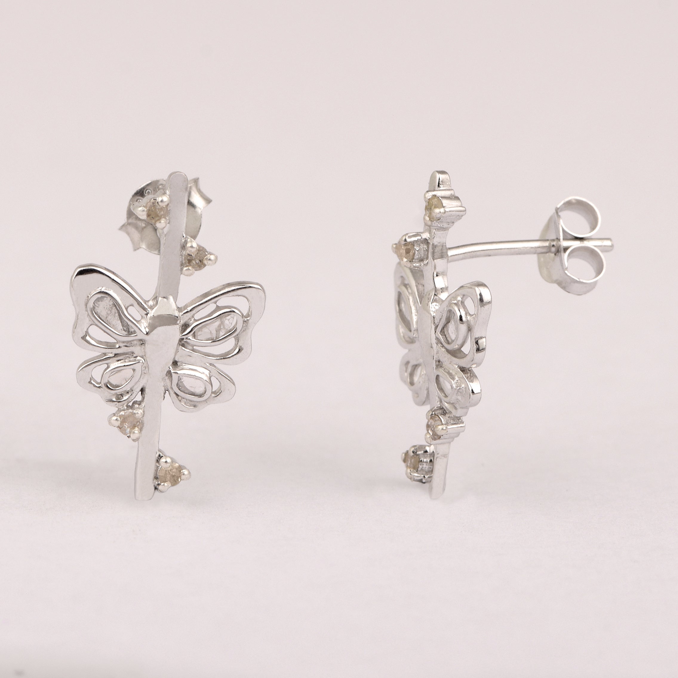 0.20 CTW Slice Polki Diamond Butterfly Earrings