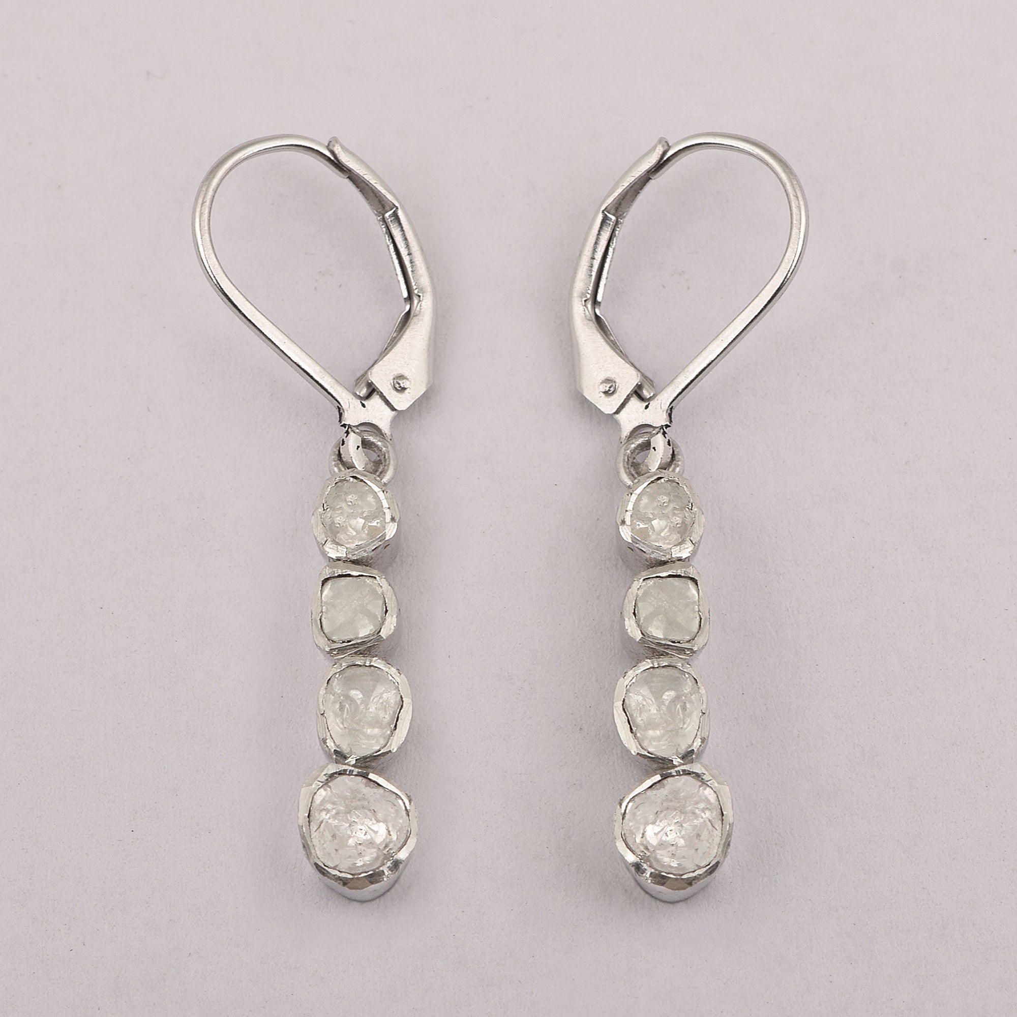 1.00 CTW Diamond Polki 925 Sterling Silver Earrings