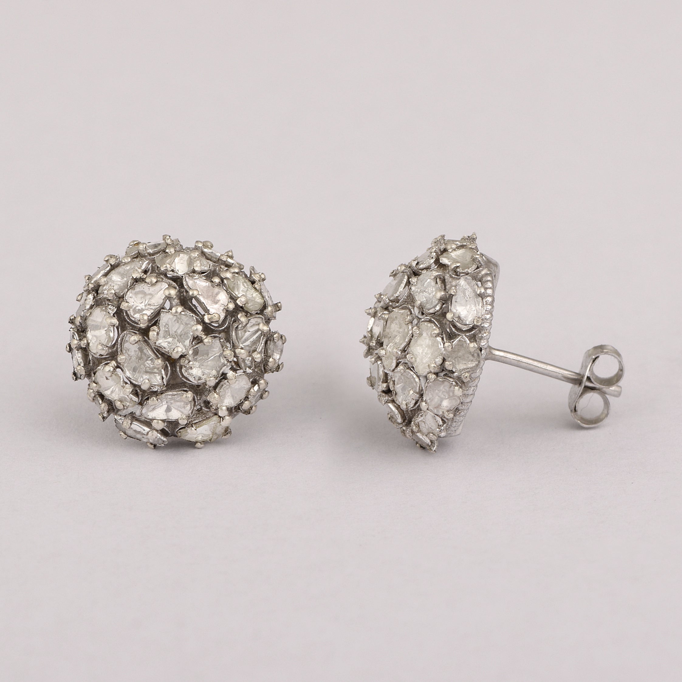 1.50 CTW Slice Polki Diamond Dome Shape Earrings