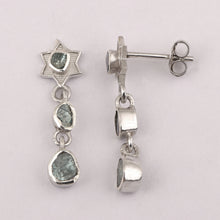 Load image into Gallery viewer, Artisan Crafted 0.50 CTW Polki Blue Diamond Star Drop Earrings
