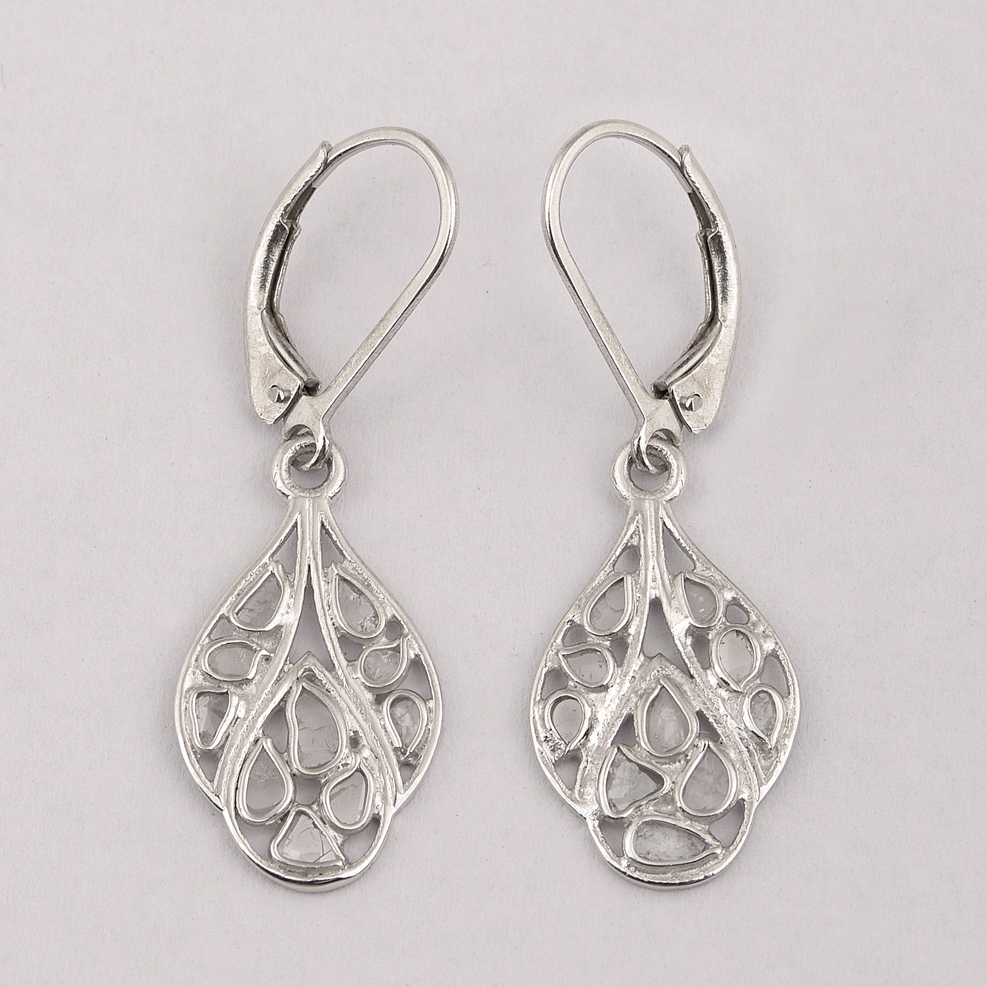 Artisan Crafted 0.50 CTW Polki Diamond Drop Glinting Earrings