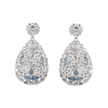 Load image into Gallery viewer, 6.50 CTW Diamond Polki Genuine Blue Topaz Pear Dangle Earring

