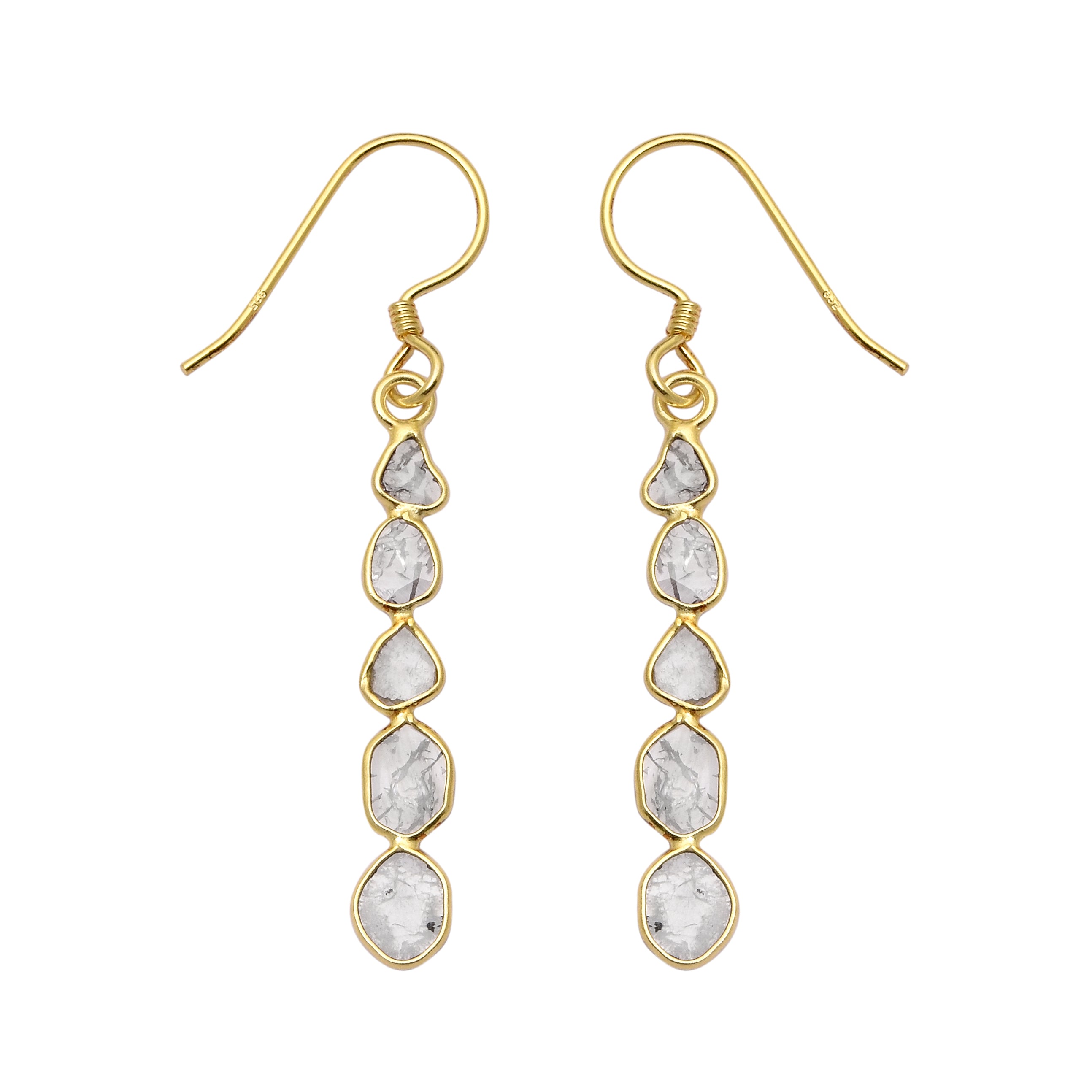2.00 CTW  Diamond Polki Running Dangle Earrings