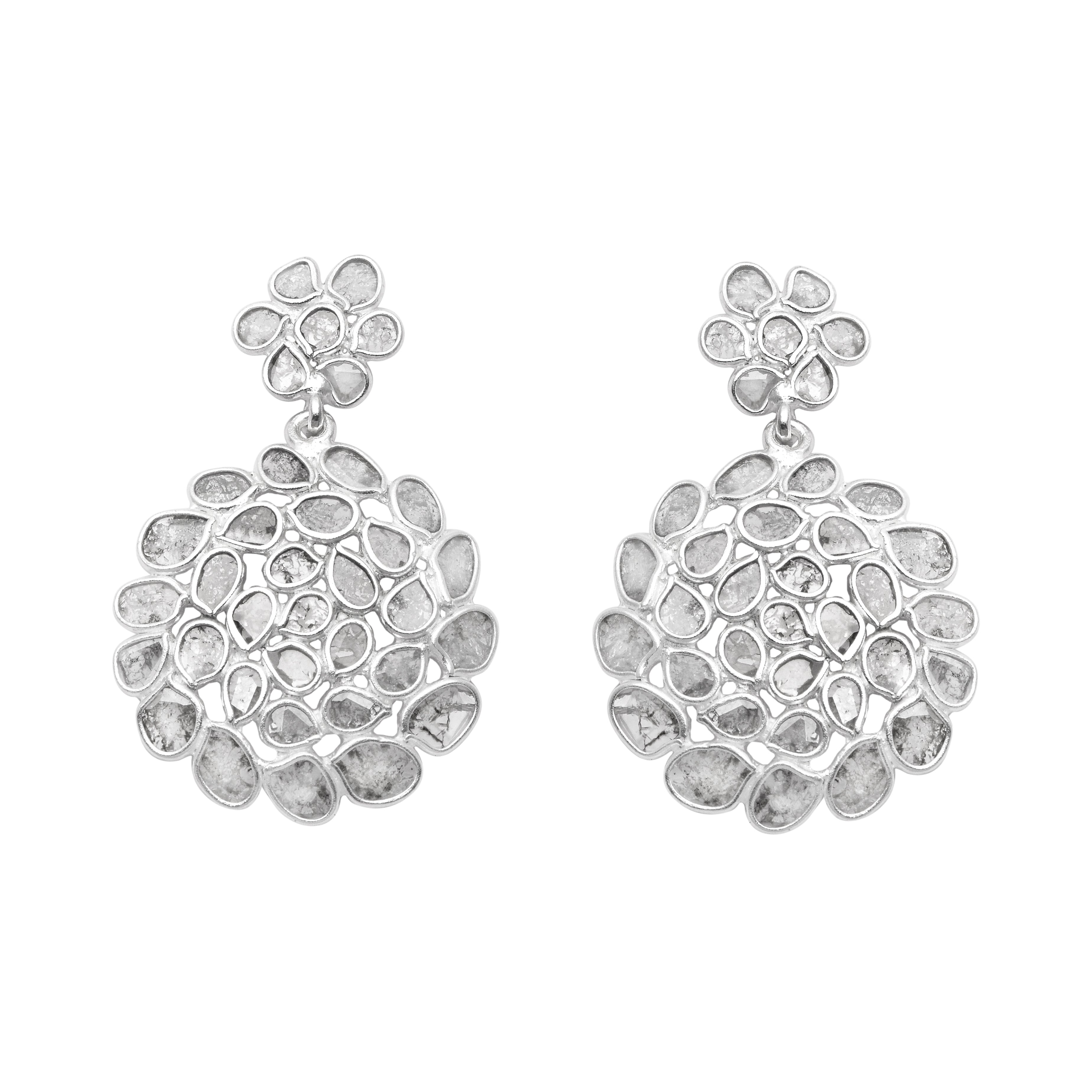 4 CTW Diamond Polki Pear Dangle Earrings
