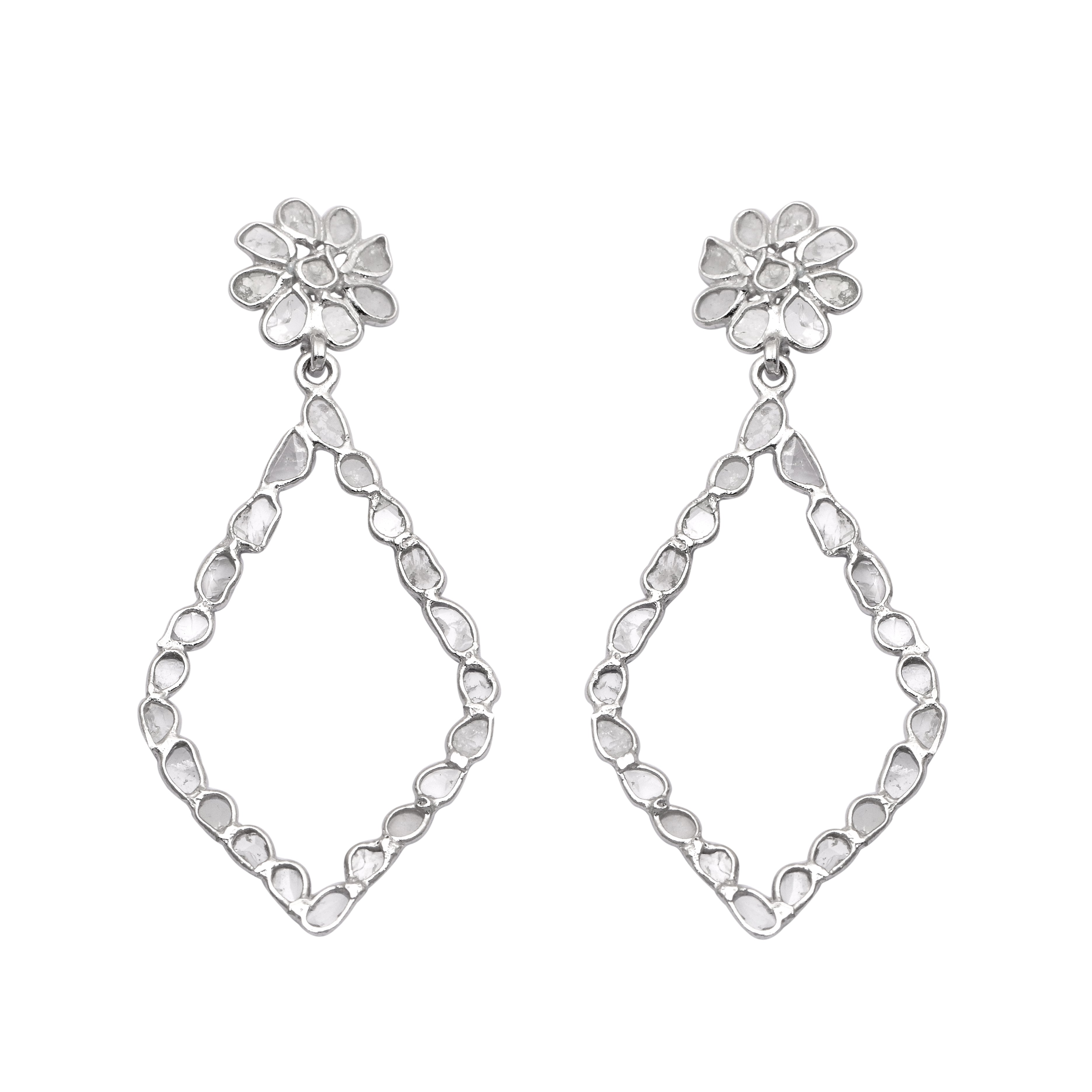 2.60 CTW Diamond Polki Dangle Earrings