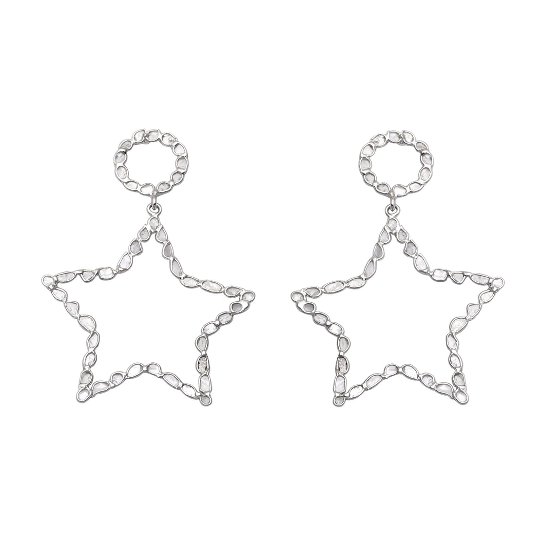 3.60 CTW Diamond Polki Star Earrings