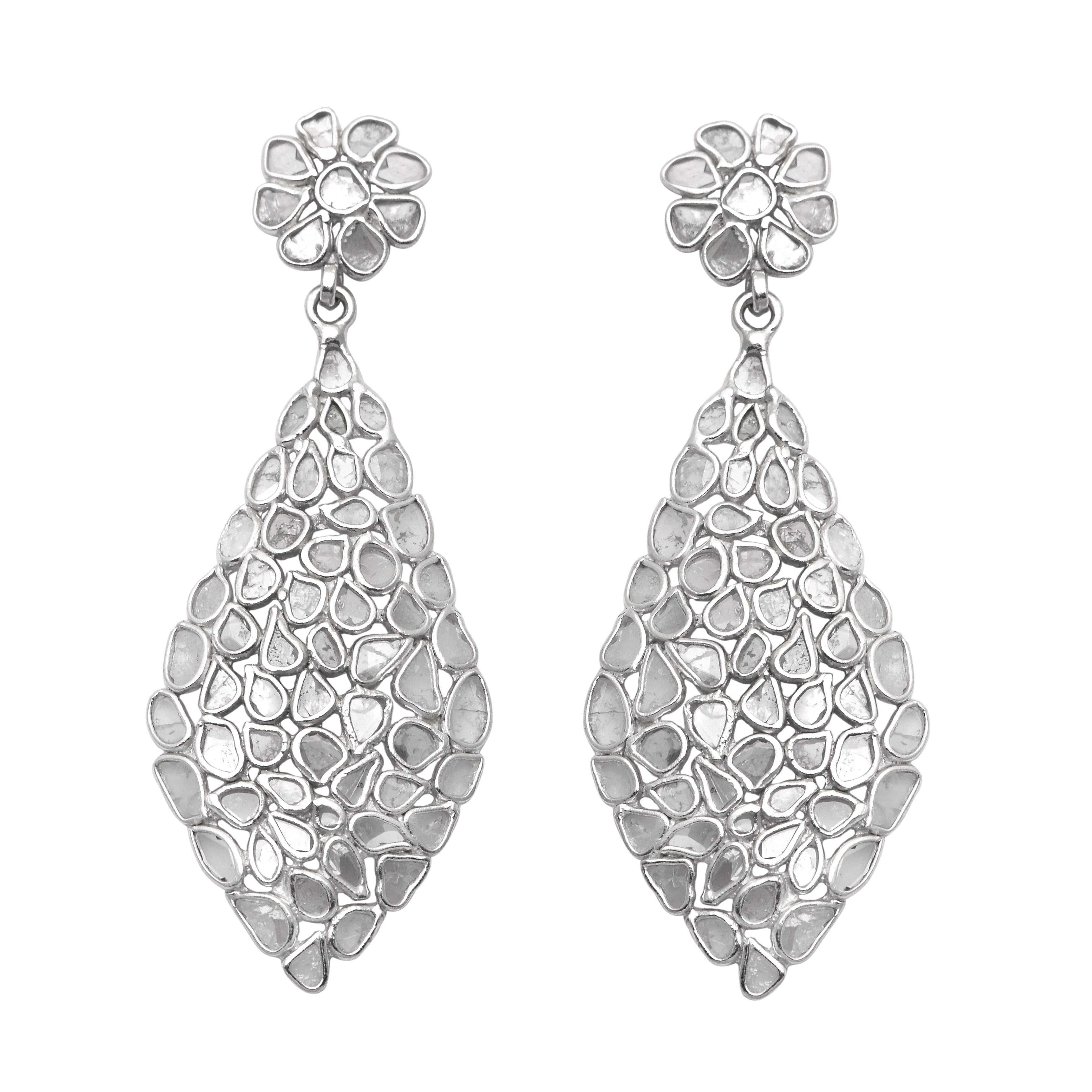 3.50 CTW Diamond Polki Dangle Earrings
