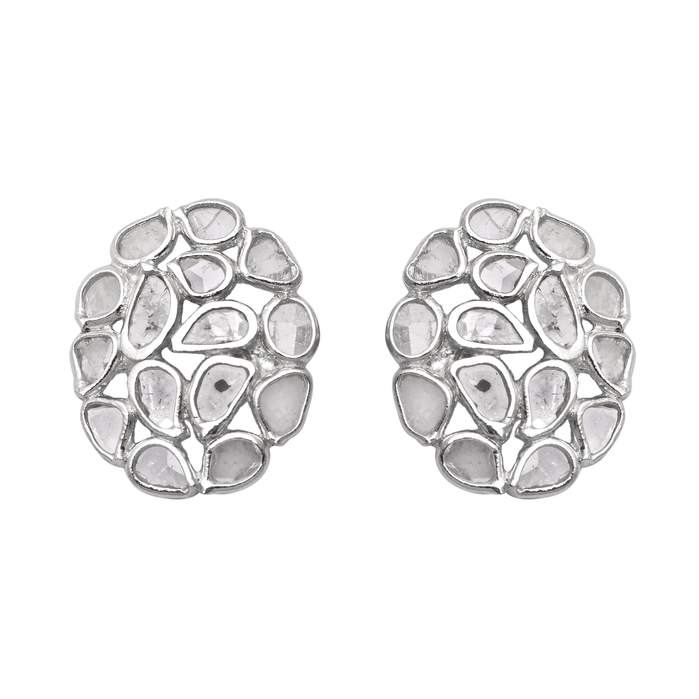 1.50 CTW Diamond Polki Floral Studs