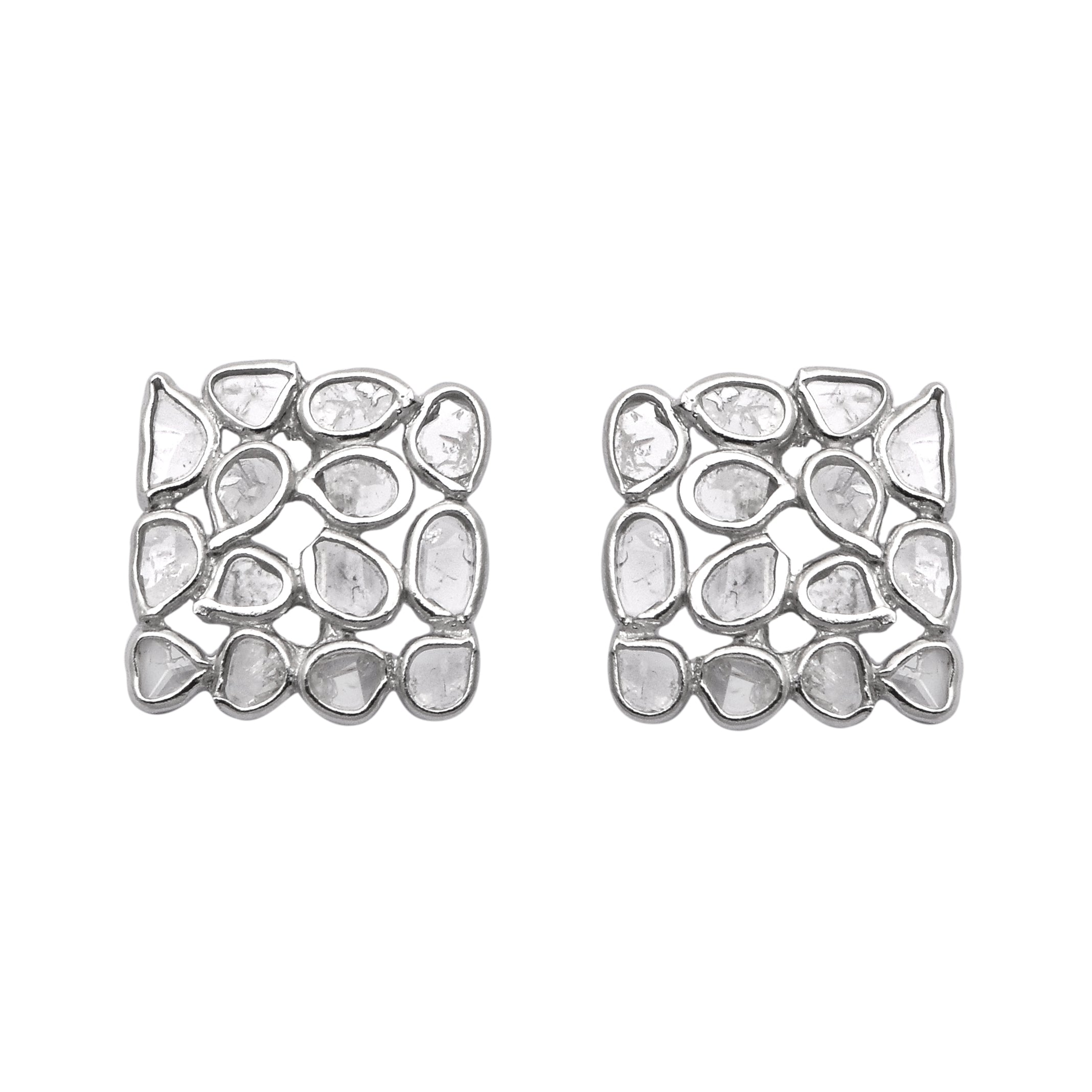 1 CTW Diamond Polki Square Studs