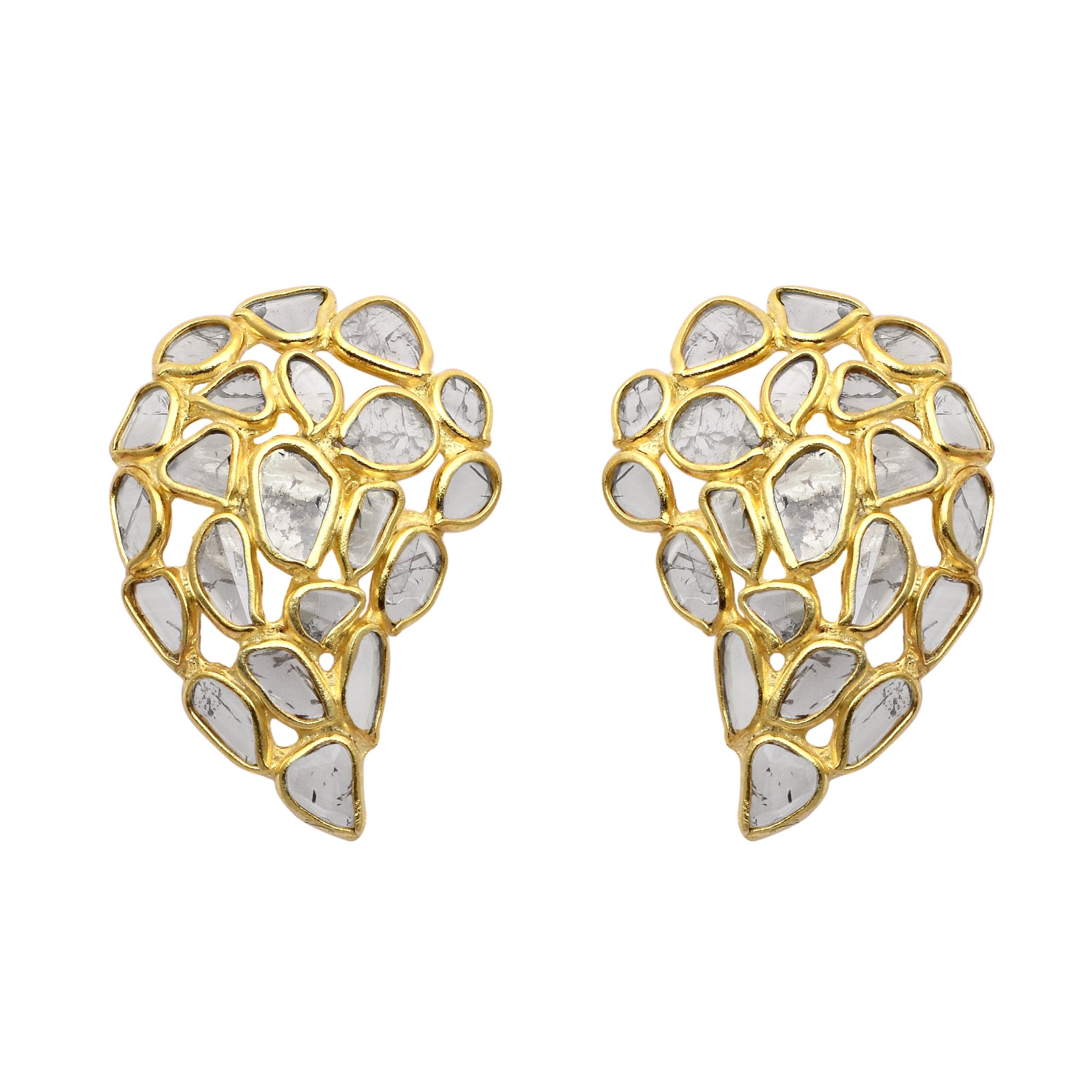 2.10 CTW Diamond Polki Winged Studs