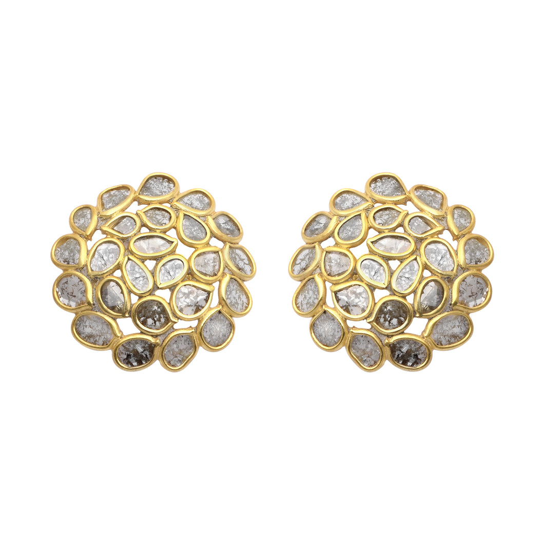 2.20 CTW Diamond Polki Floral Studs