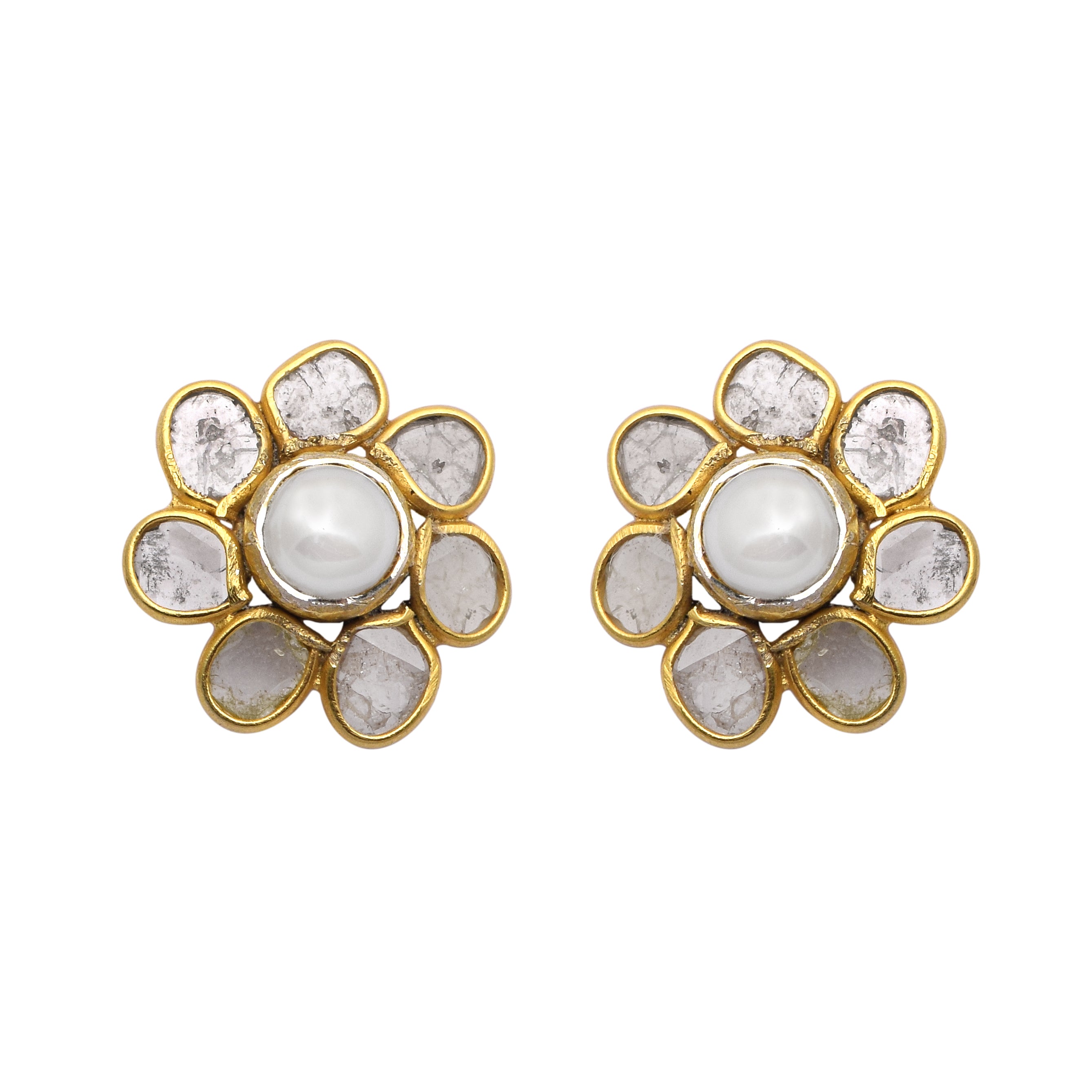 1.60 CTW Diamond Polki Pearl Studs