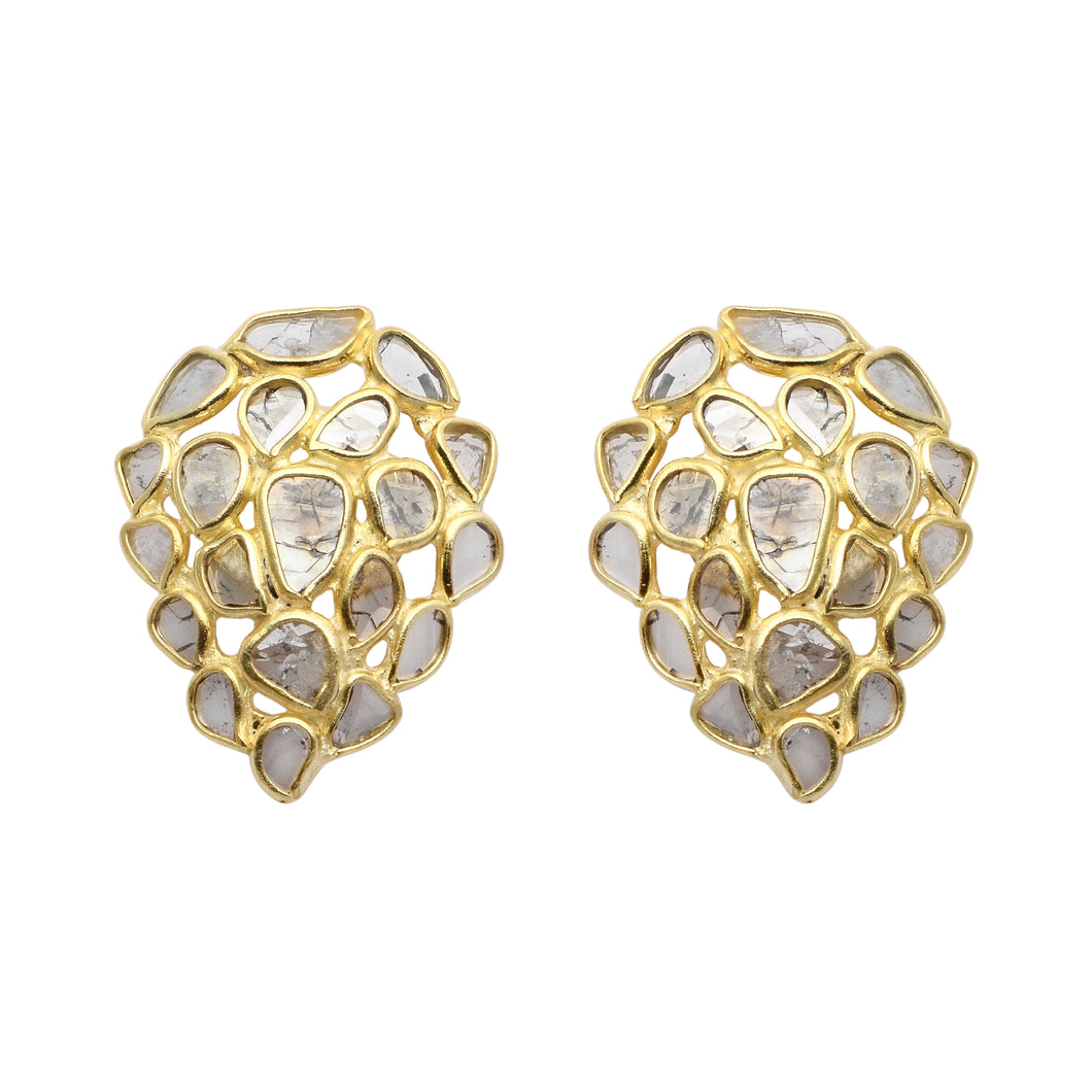 2.05 CTW Diamond Polki Pear Shaped Studs