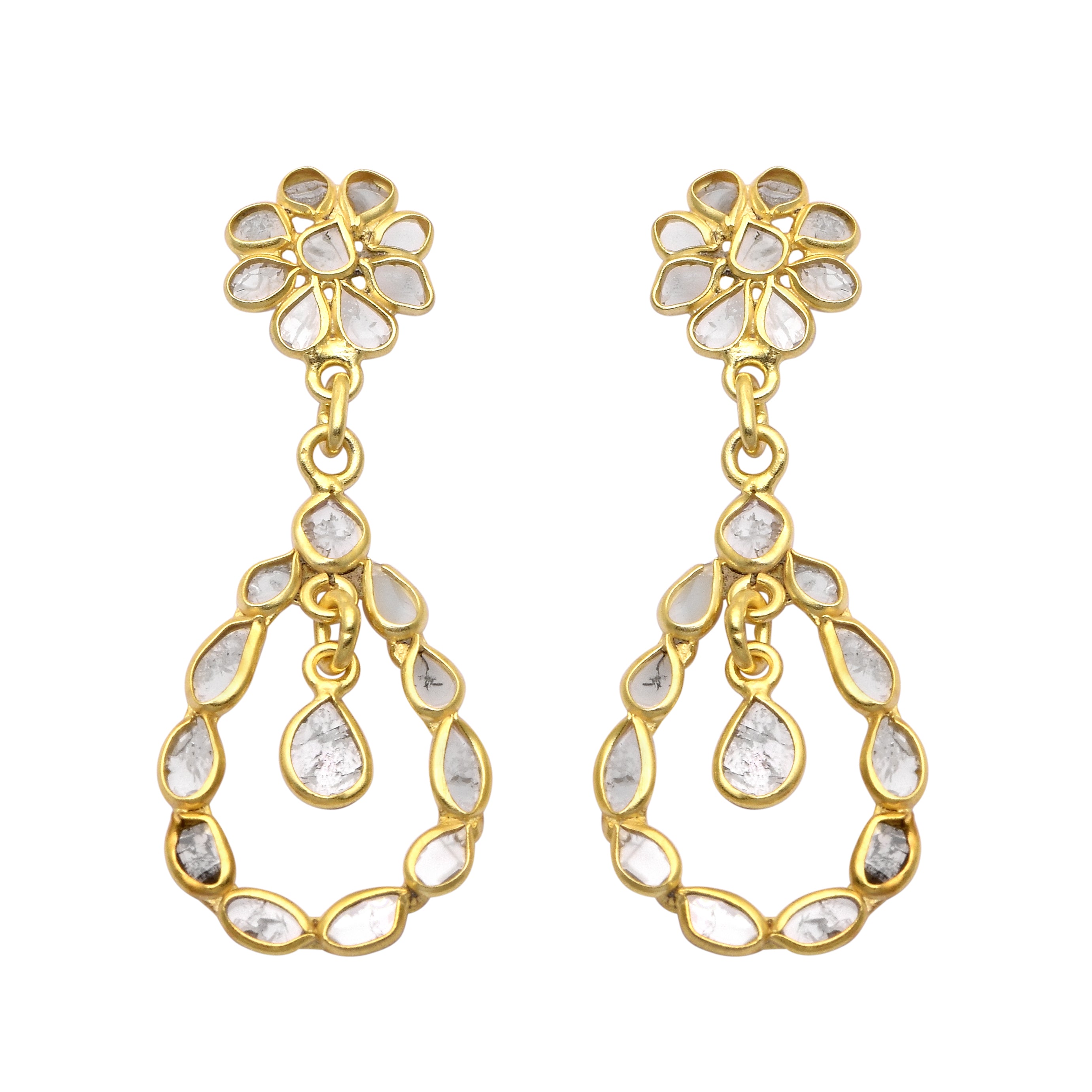 2.70 CTW Diamond Polki Dangle Earrings