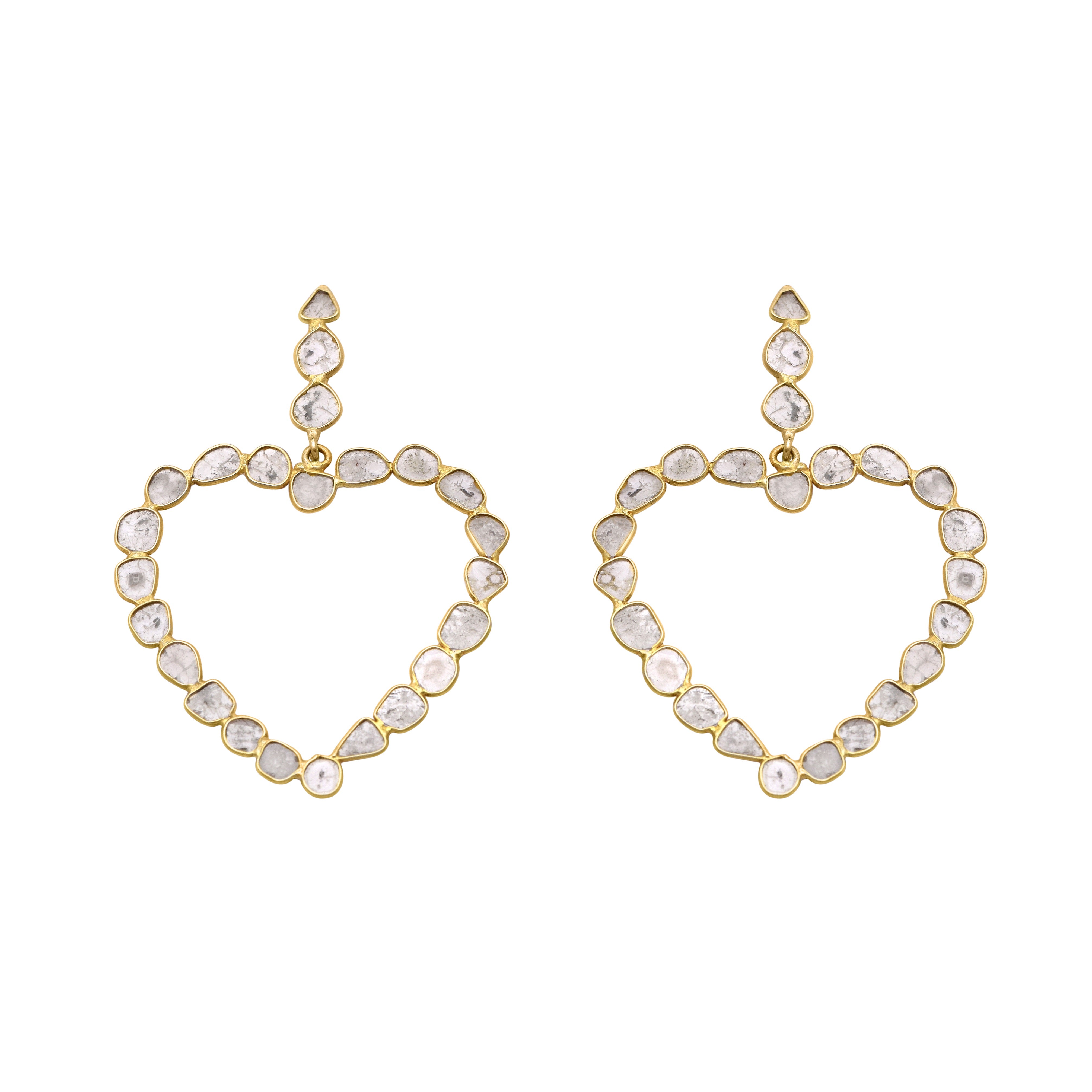 3.50 CTW Diamond Polki Heart Dangle Earrings