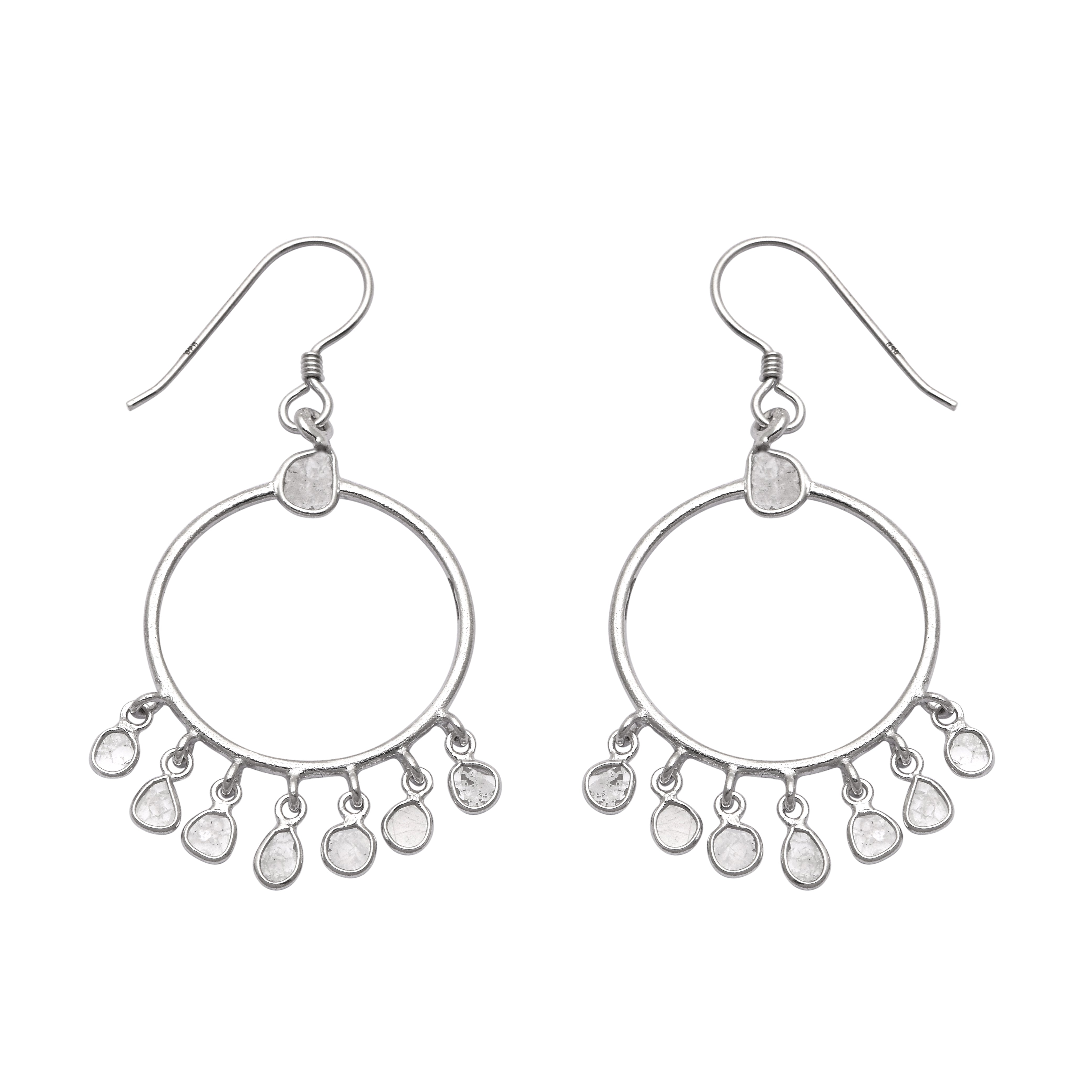 2.30 CTW Diamond Polki Round Dangle Earrings