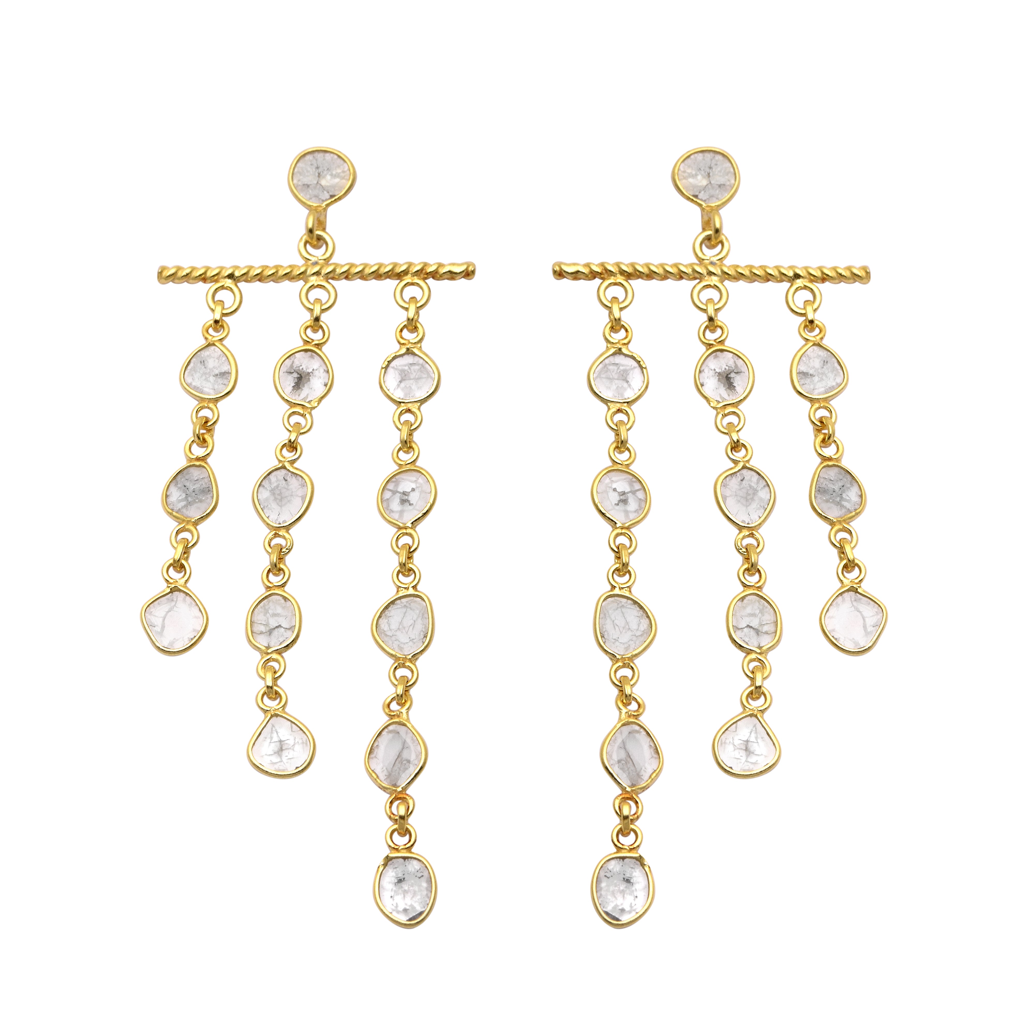 3.00 CTW Diamond Polki Dangle Chandelier Earrings