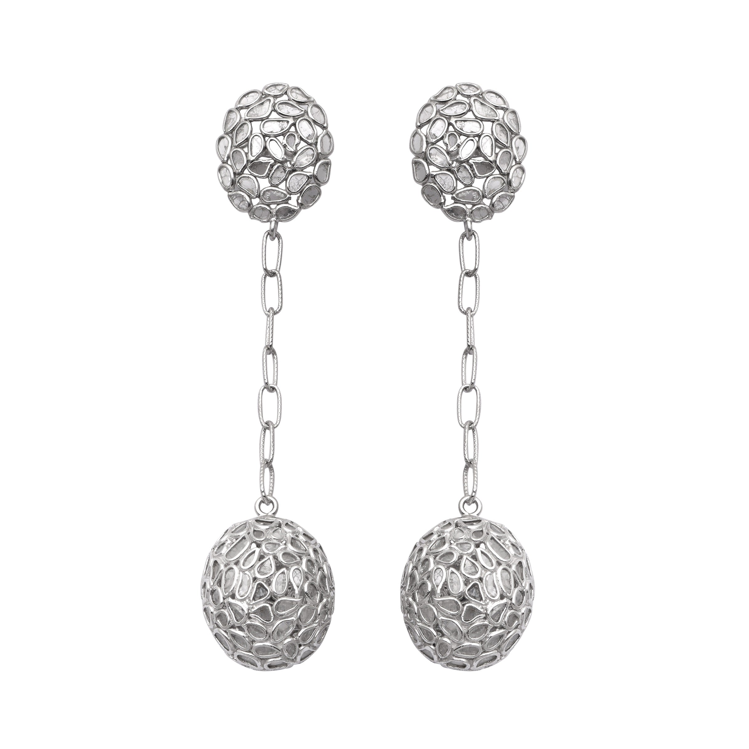 6.50 CTW Diamond Polki Long Dangle Earrings