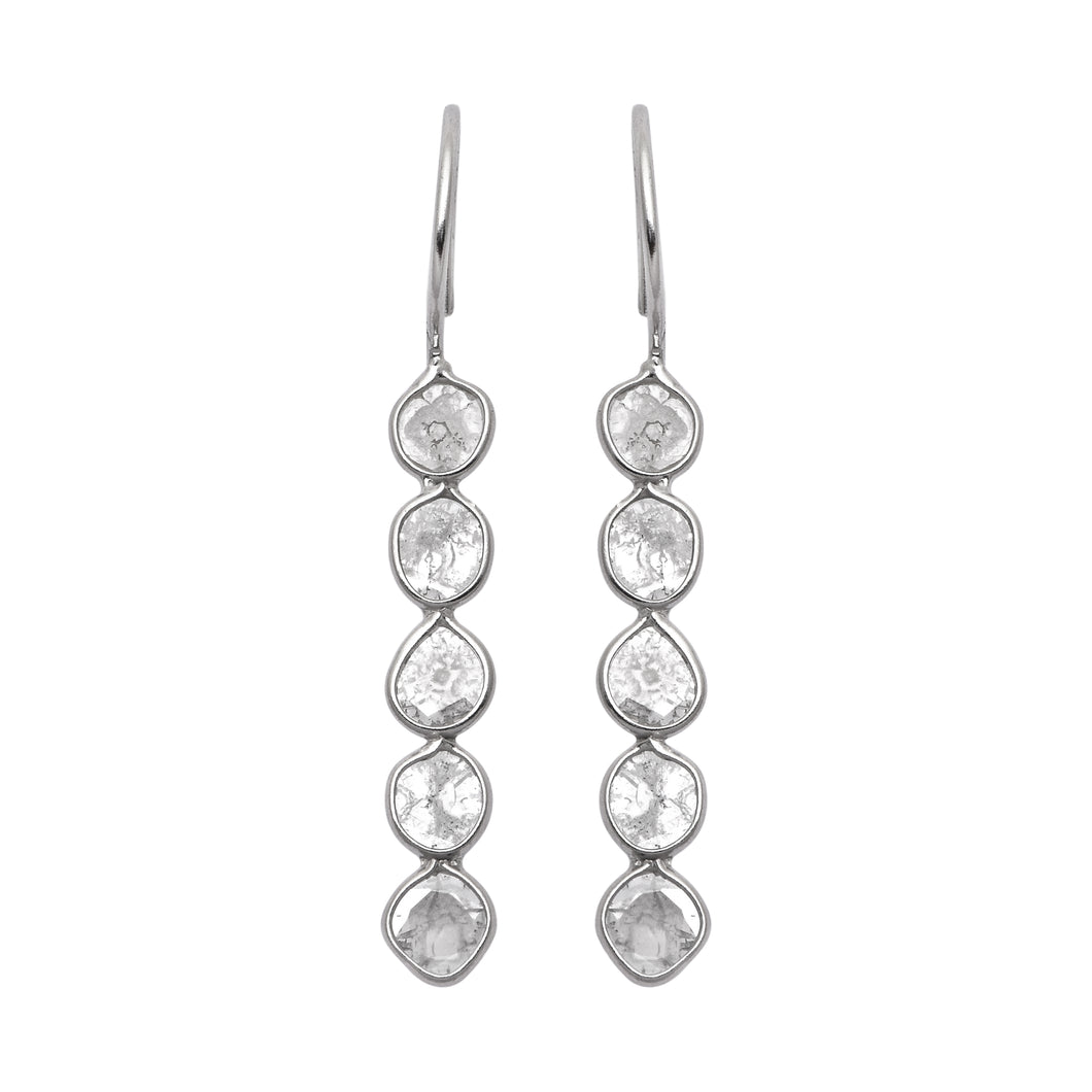 2 CTW Diamond Polki Long Dangle Earrings