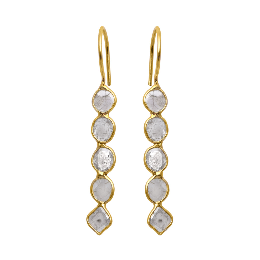 2 CTW Diamond Polki Long Dangle Earrings