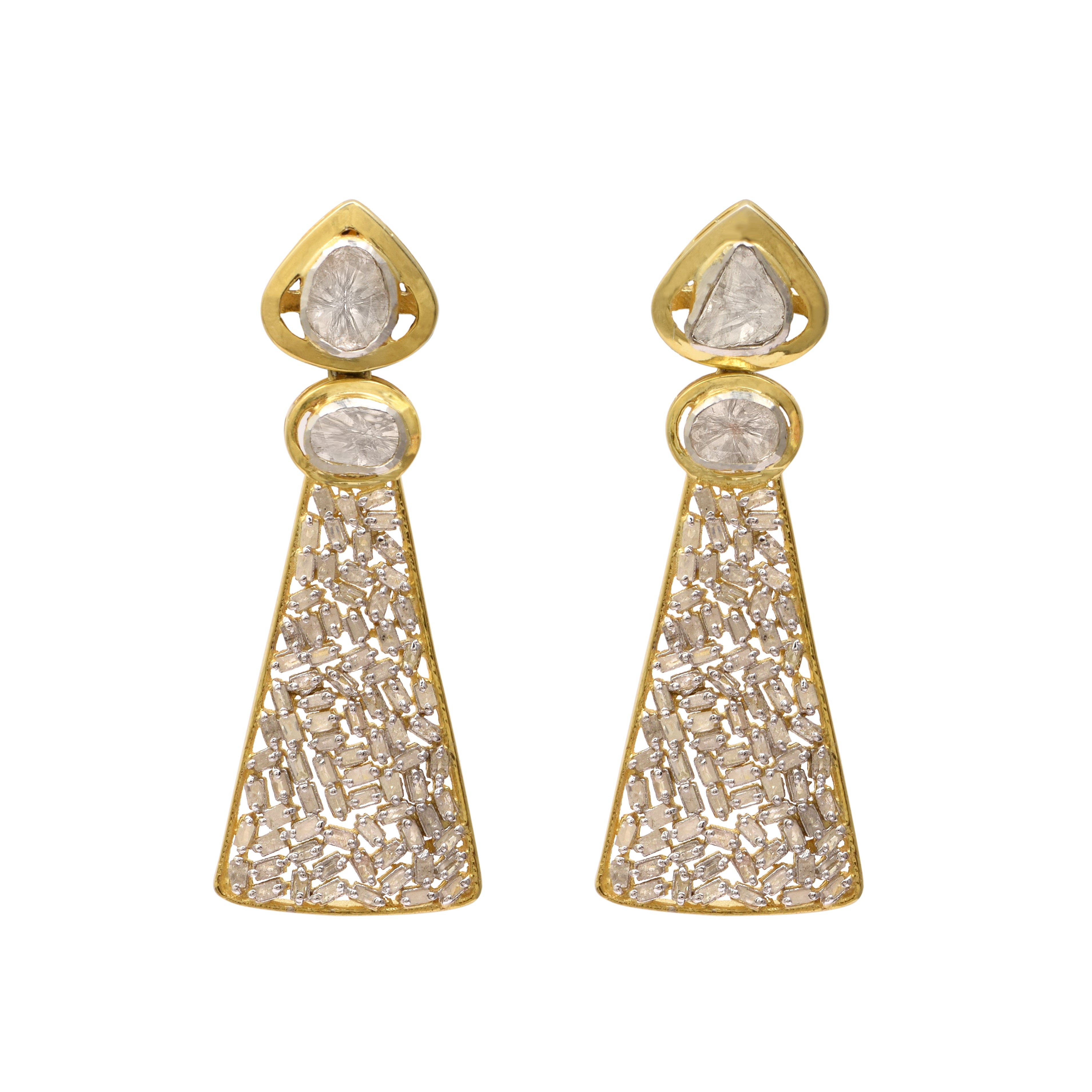 2 CTW Diamond Polki Designer Dangle