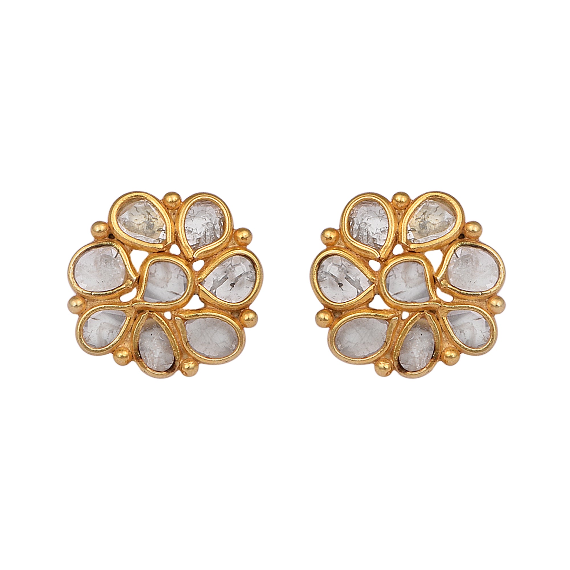 1 CTW Diamond Polki Tinny Floral Studs