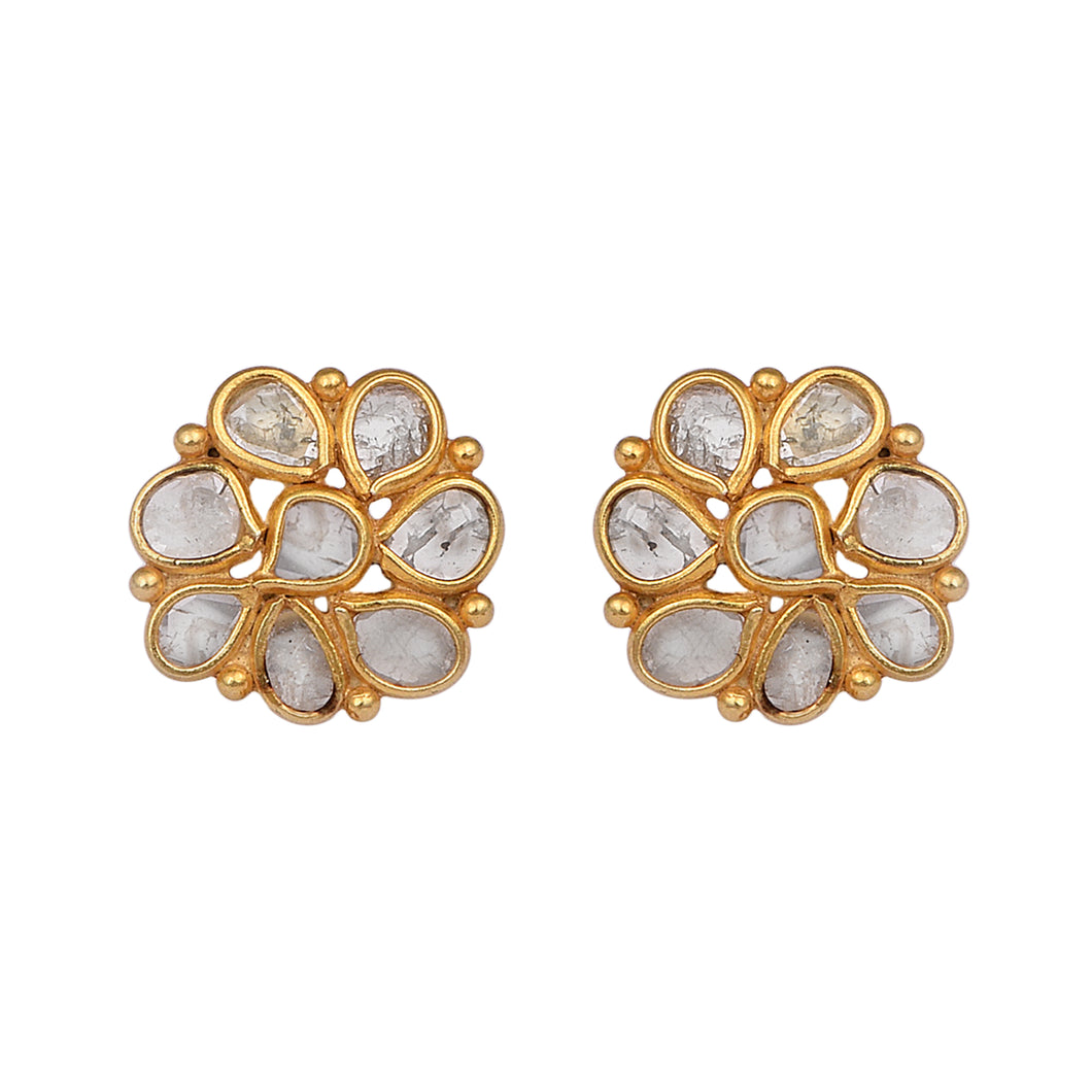 1 CTW Diamond Polki Tinny Floral Studs