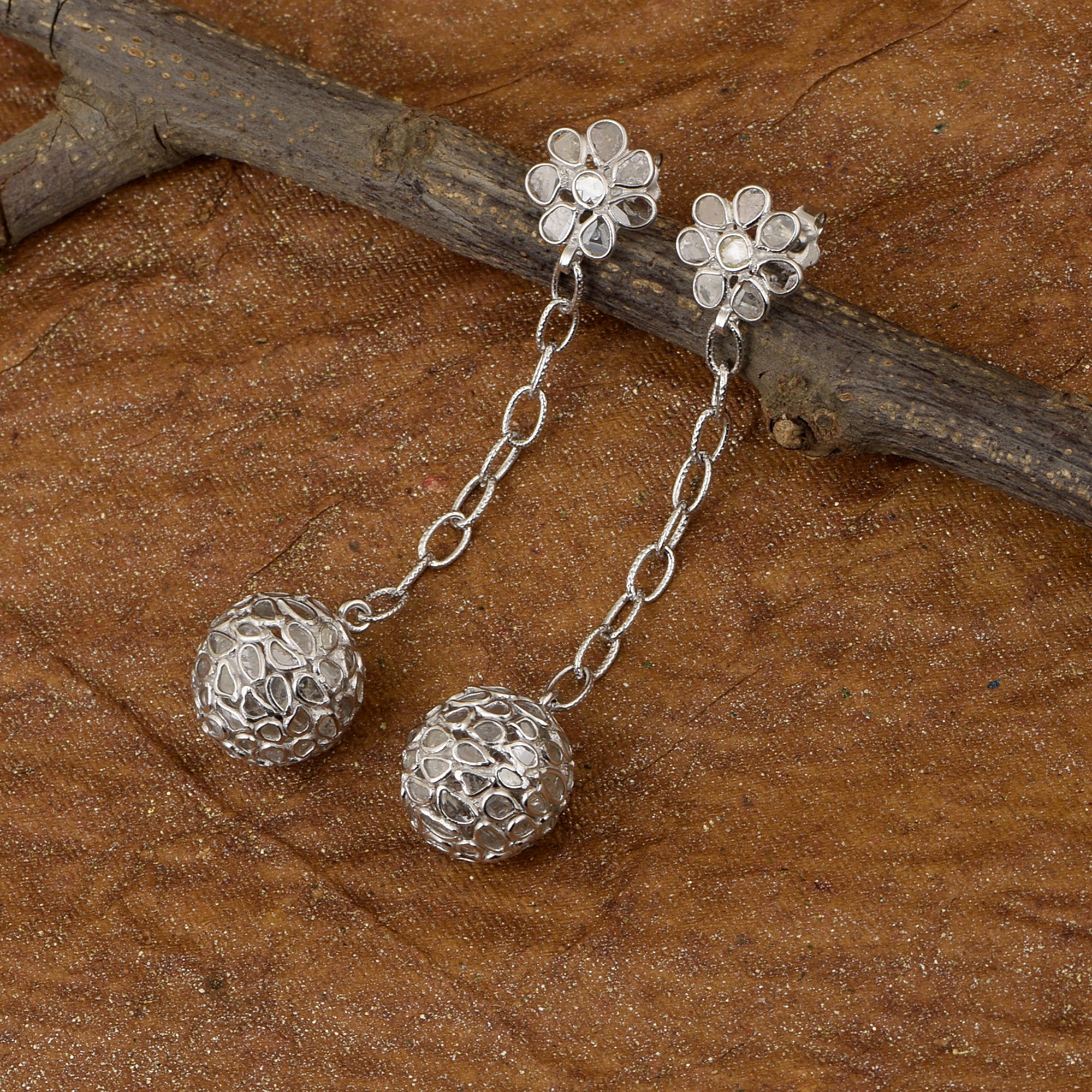 4.50 CTW Diamond Polki Dangle Earrings