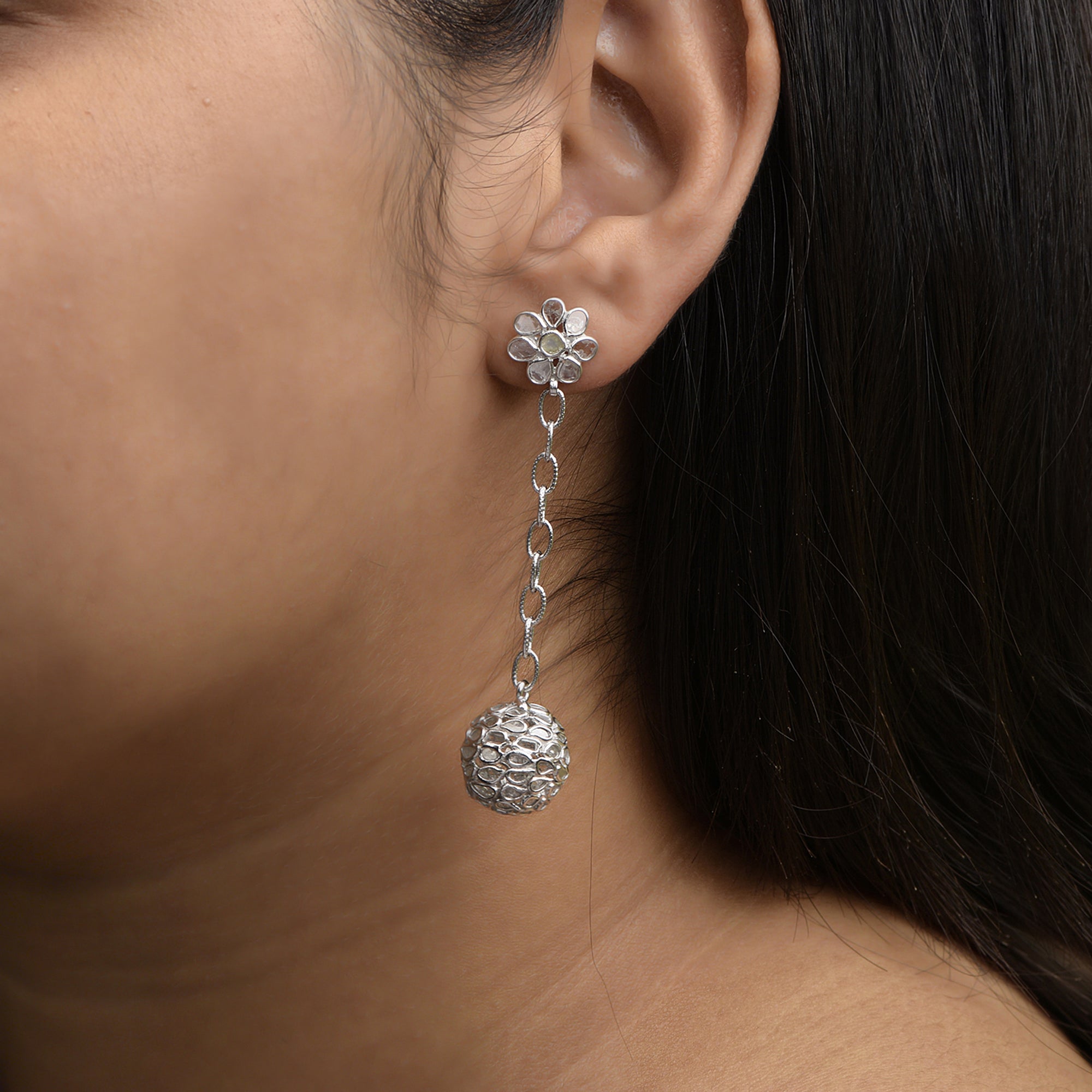 4.50 CTW Diamond Polki Dangle Earrings