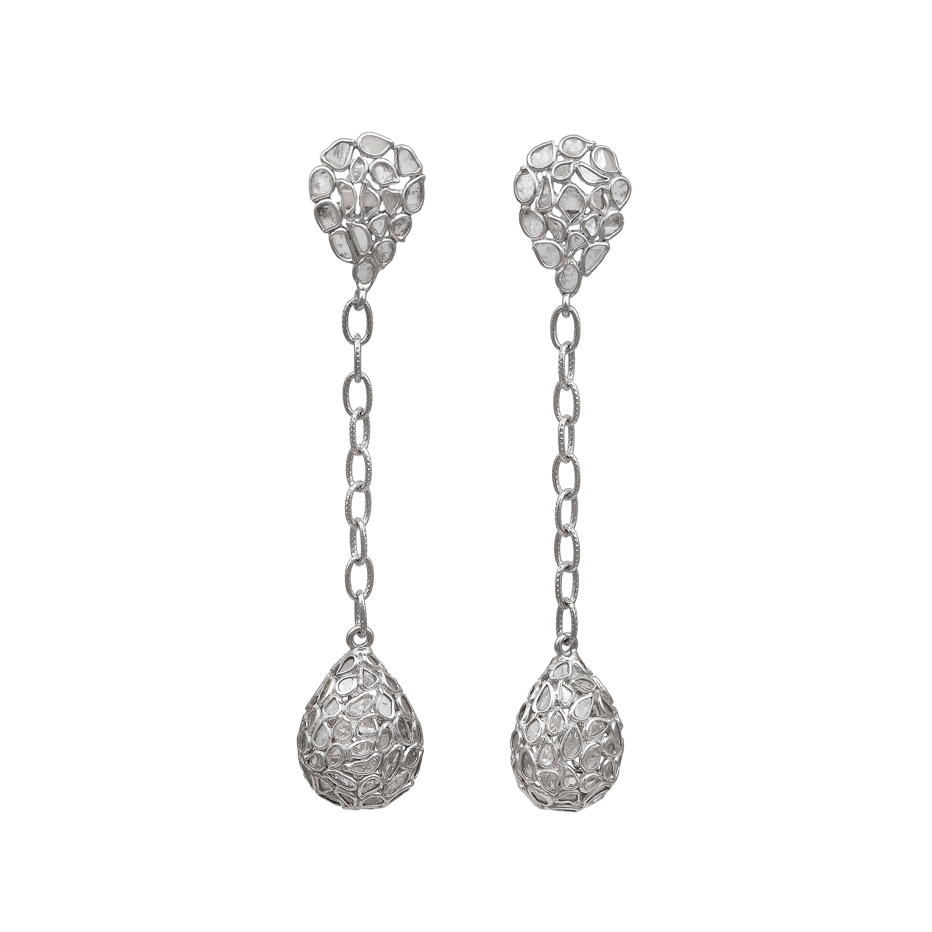 4.50 CTW Diamond Polki Dangle Earrings