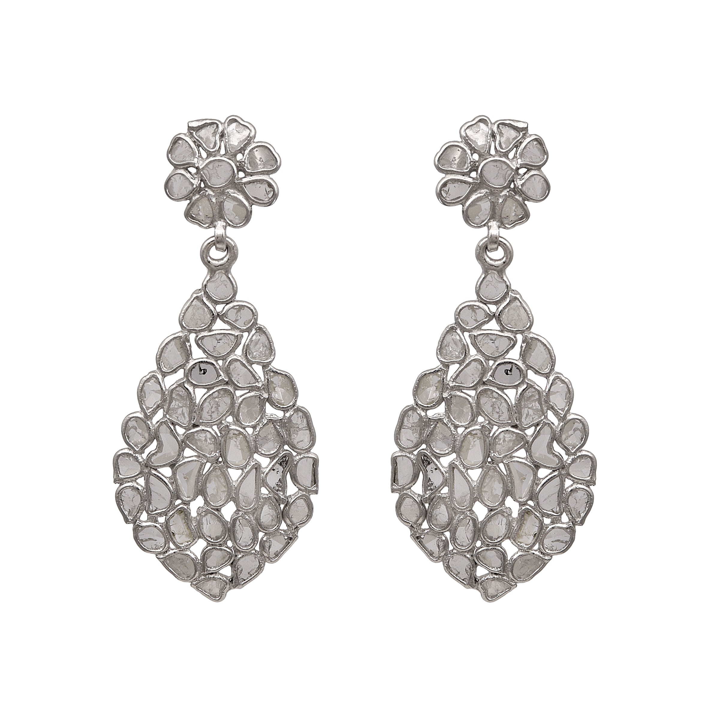 3.25 CTW Diamond Polki Dangle Earrings