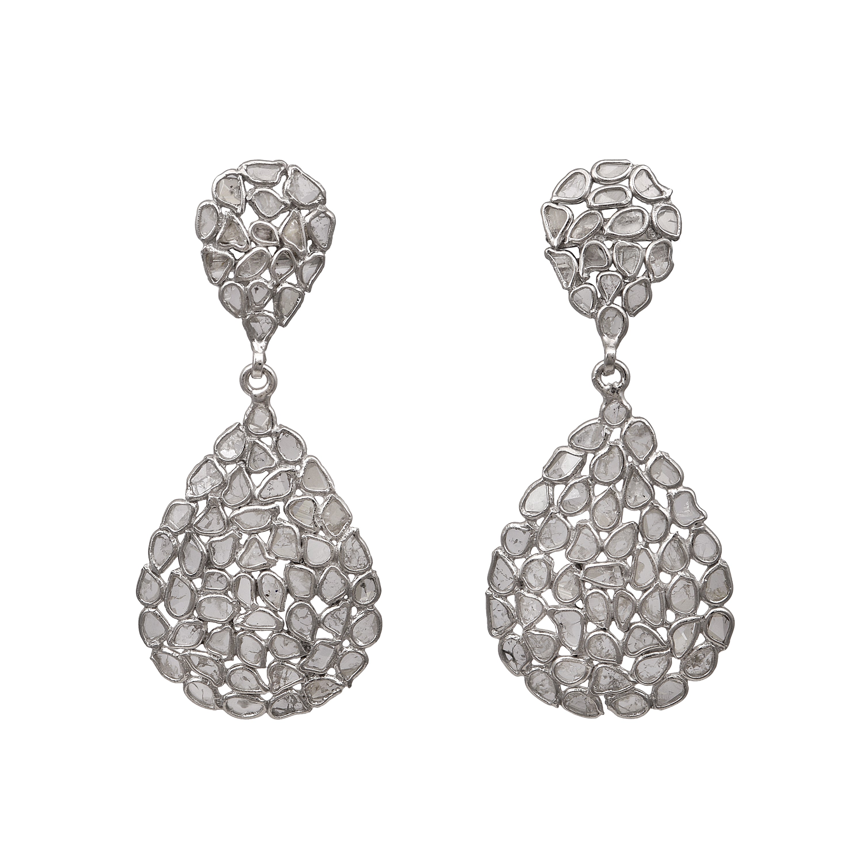 4 CTW Diamond Polki Pear Shape Dangles