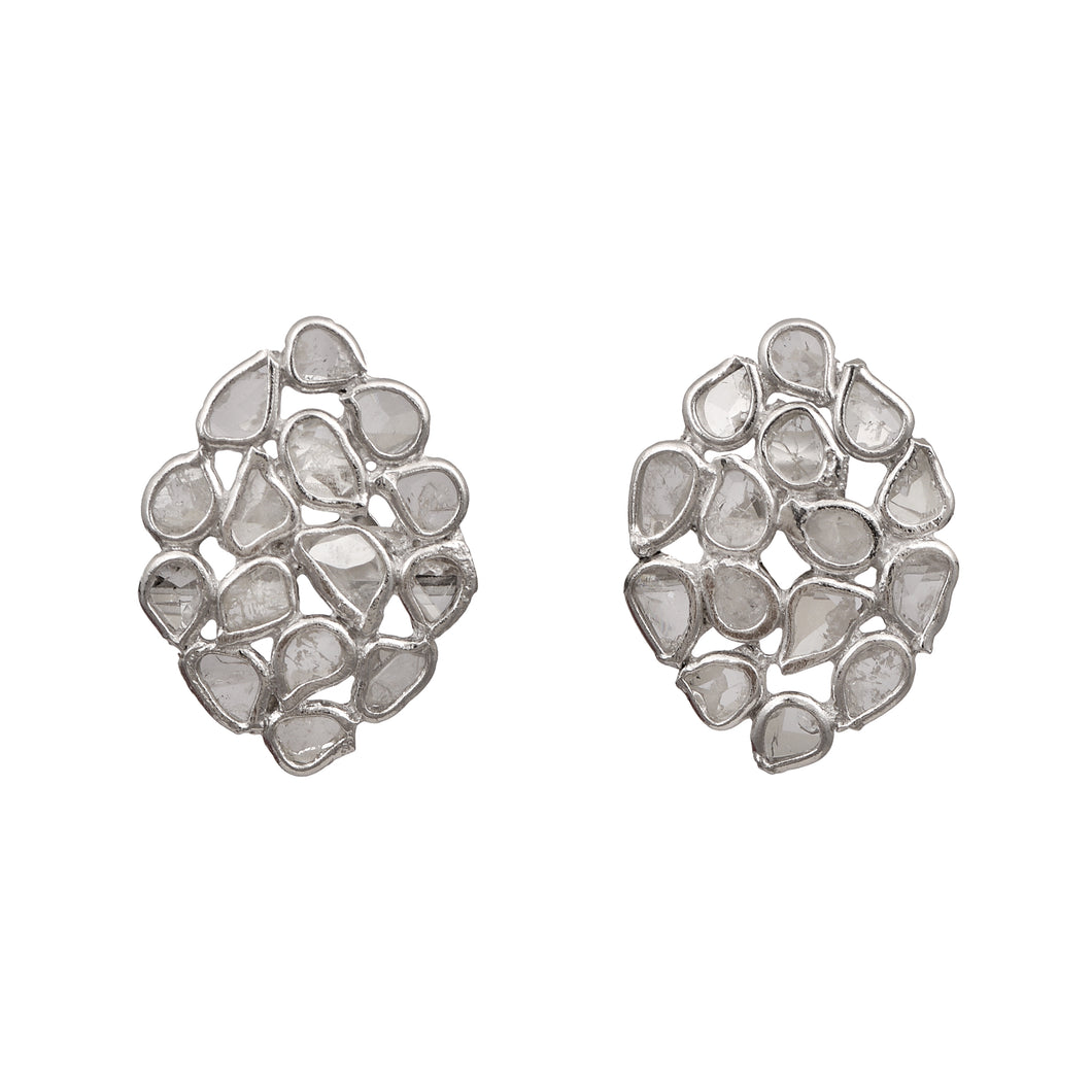 1.20 CTW Diamond Polki Cluster Stud Earrings