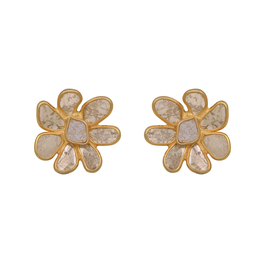 0.50 CTW Diamond Polki Tiny Flower Studs