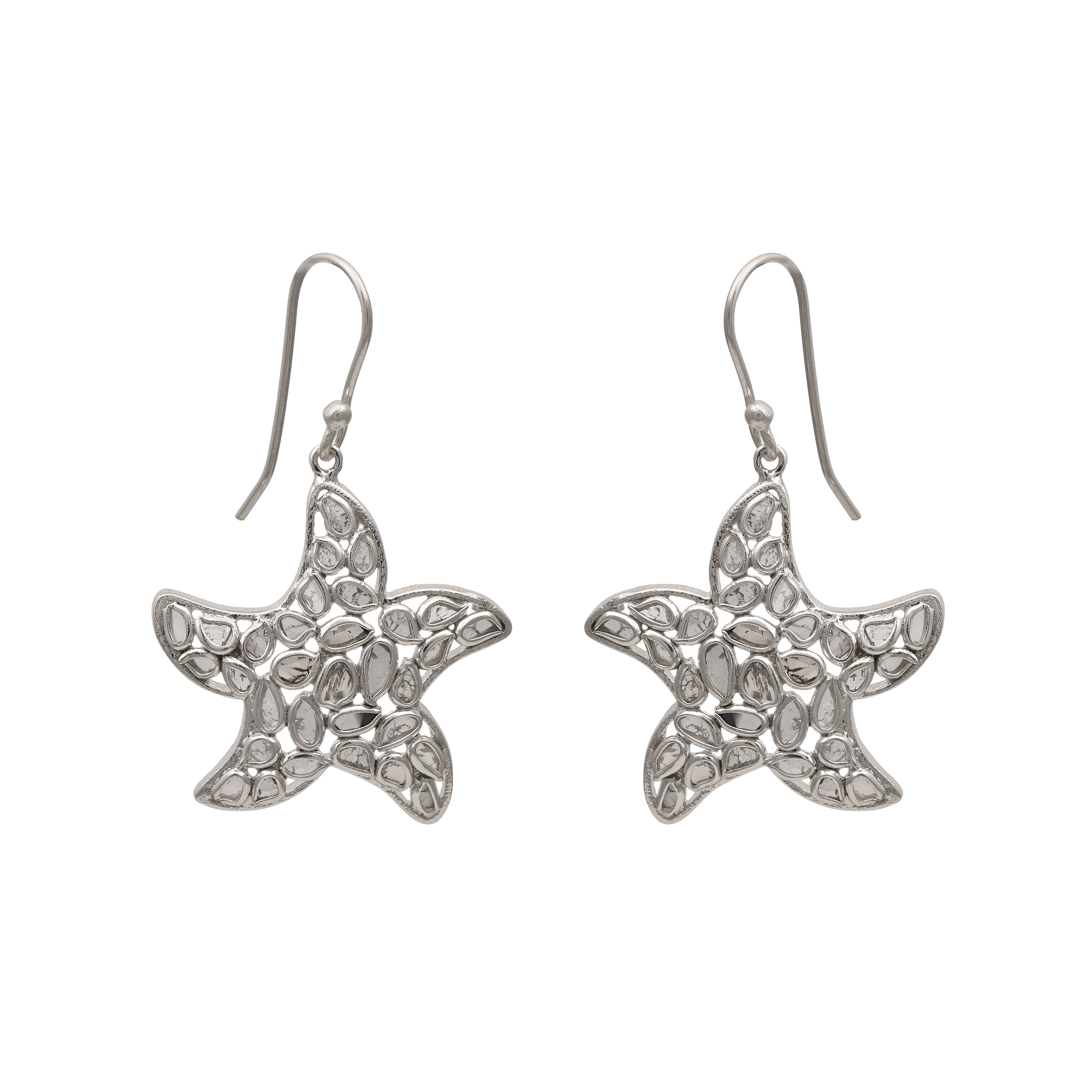2 CTW Diamond Polki Starfish Earrings