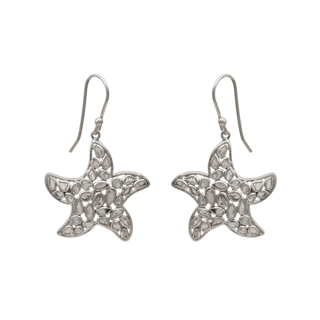 2 CTW Diamond Polki Starfish Earrings