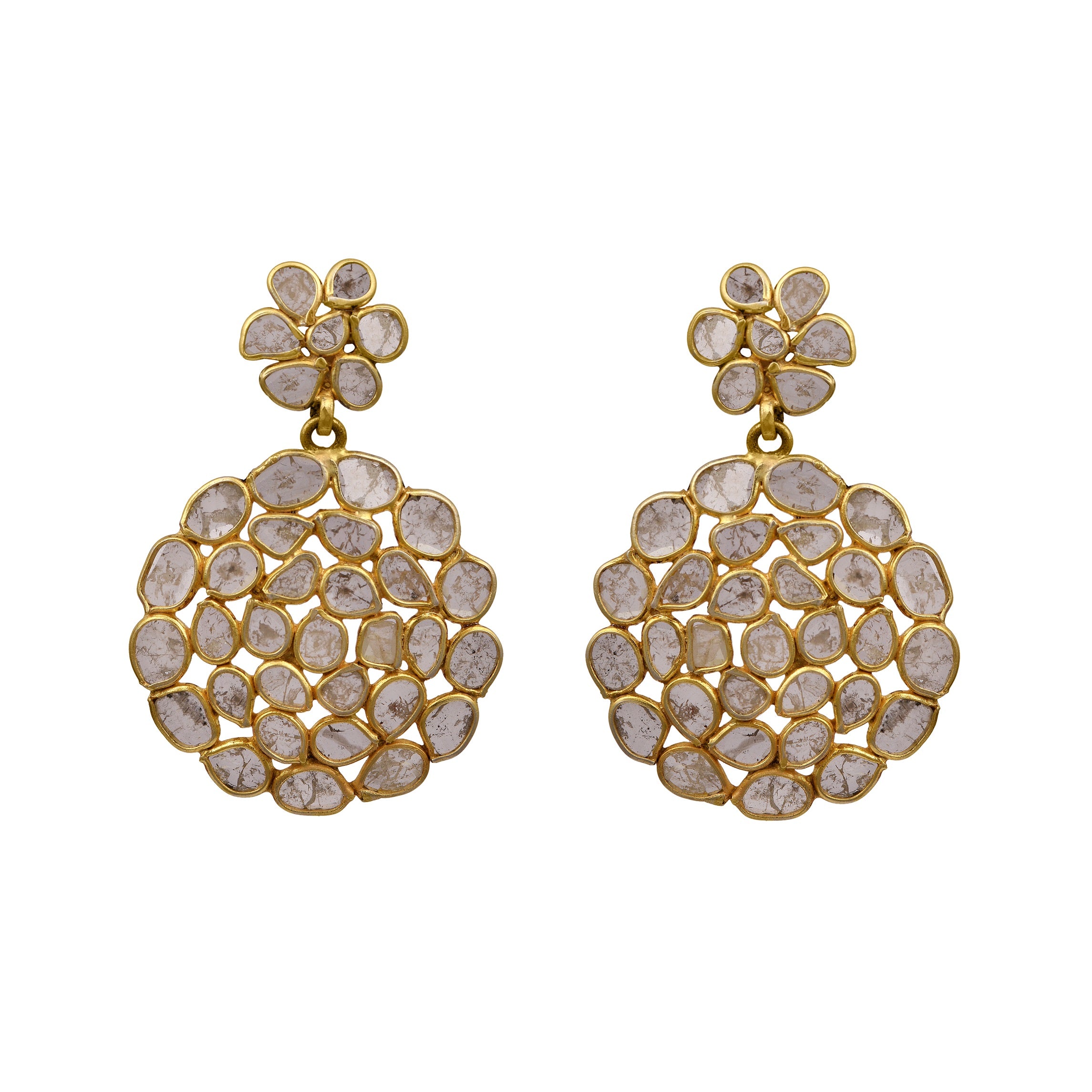4 CTW Diamond Polki Round Earrings