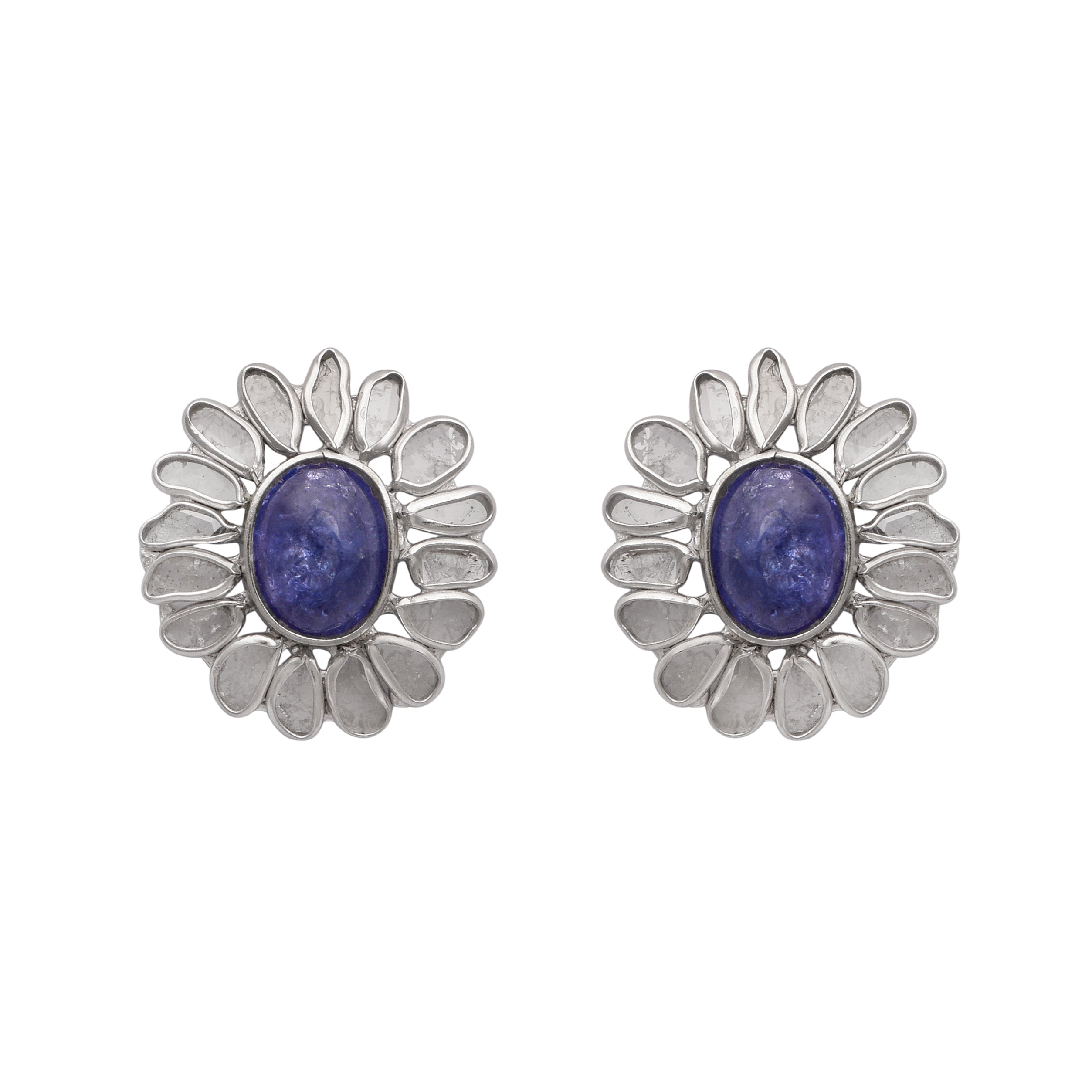 2.50 CTW Diamond Polki Tanzanite Studs