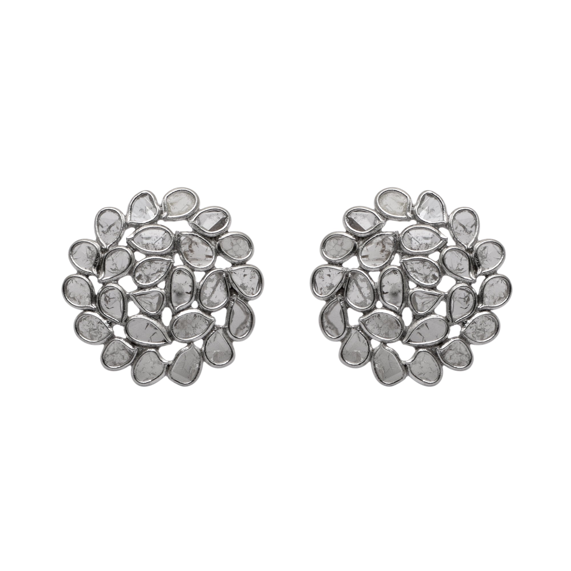 2.20 CTW Diamond Polki Cluster Studs
