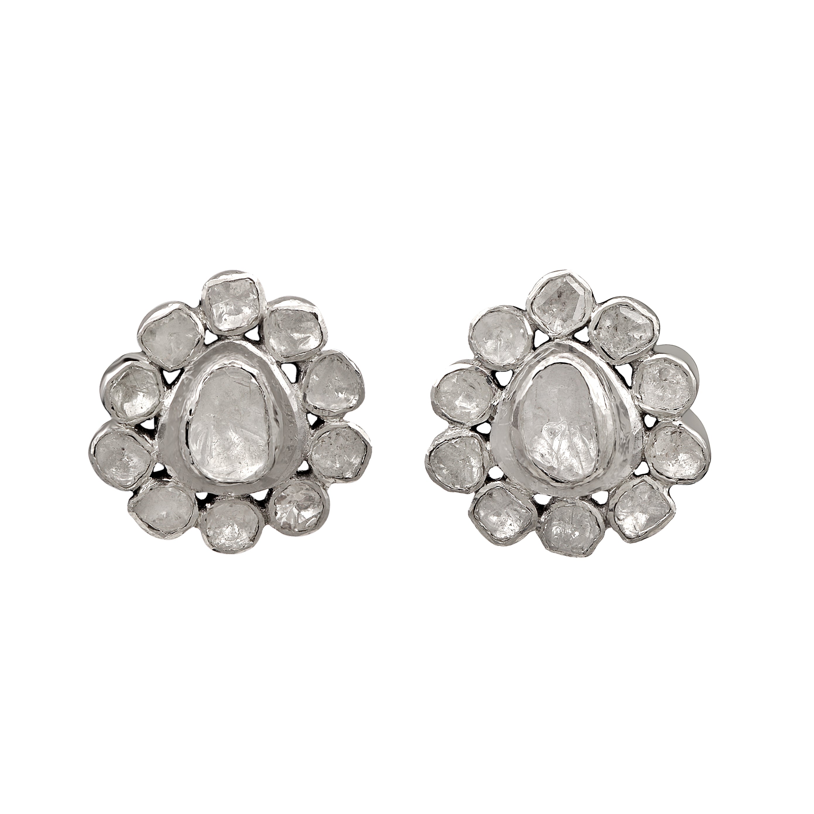 2 CTW Diamond Polki Studs