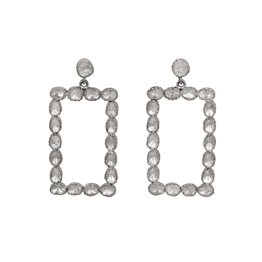 4.00 CTW Diamond Polki Rectangular Dangle Earrings