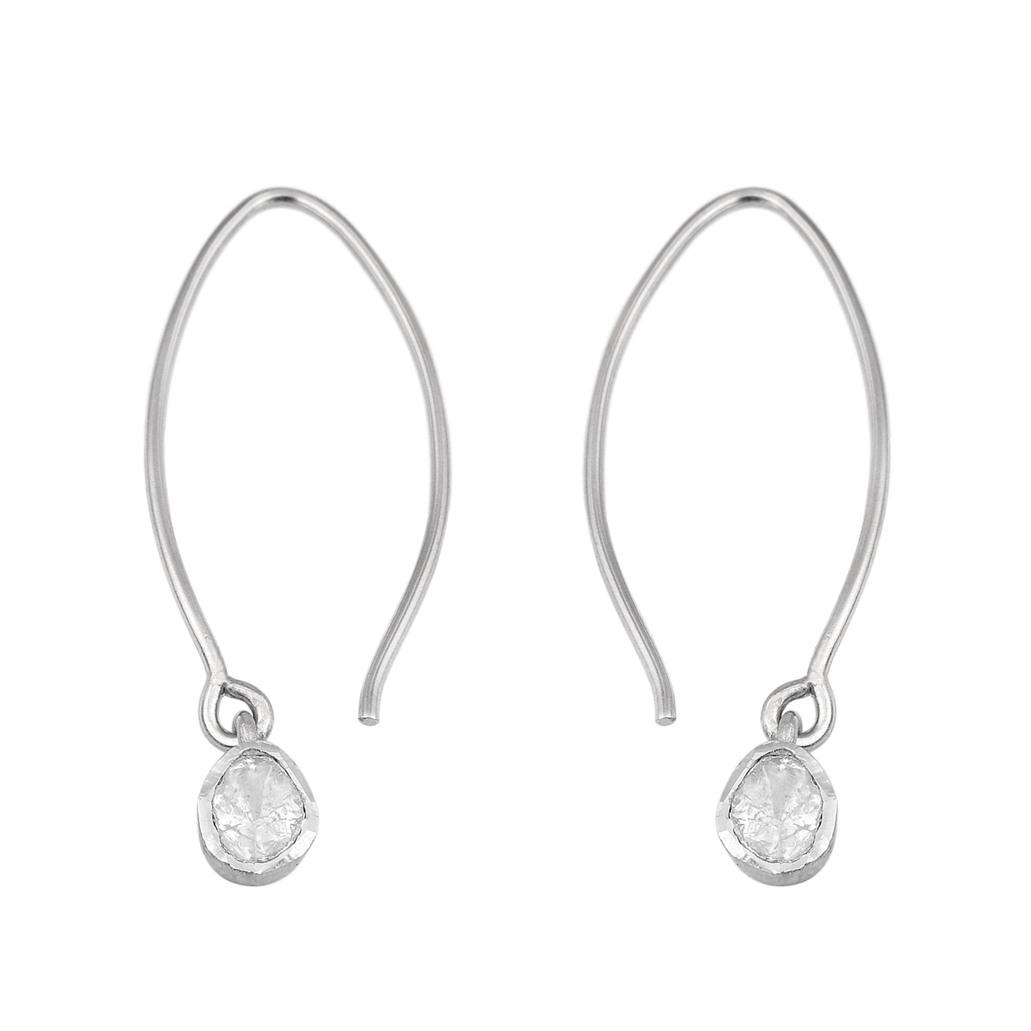 0.35 CTW  Diamond Polki Dangle Earrings
