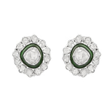 Load image into Gallery viewer, 1.50 CTW Diamond Polki Green Enamel Round Studs
