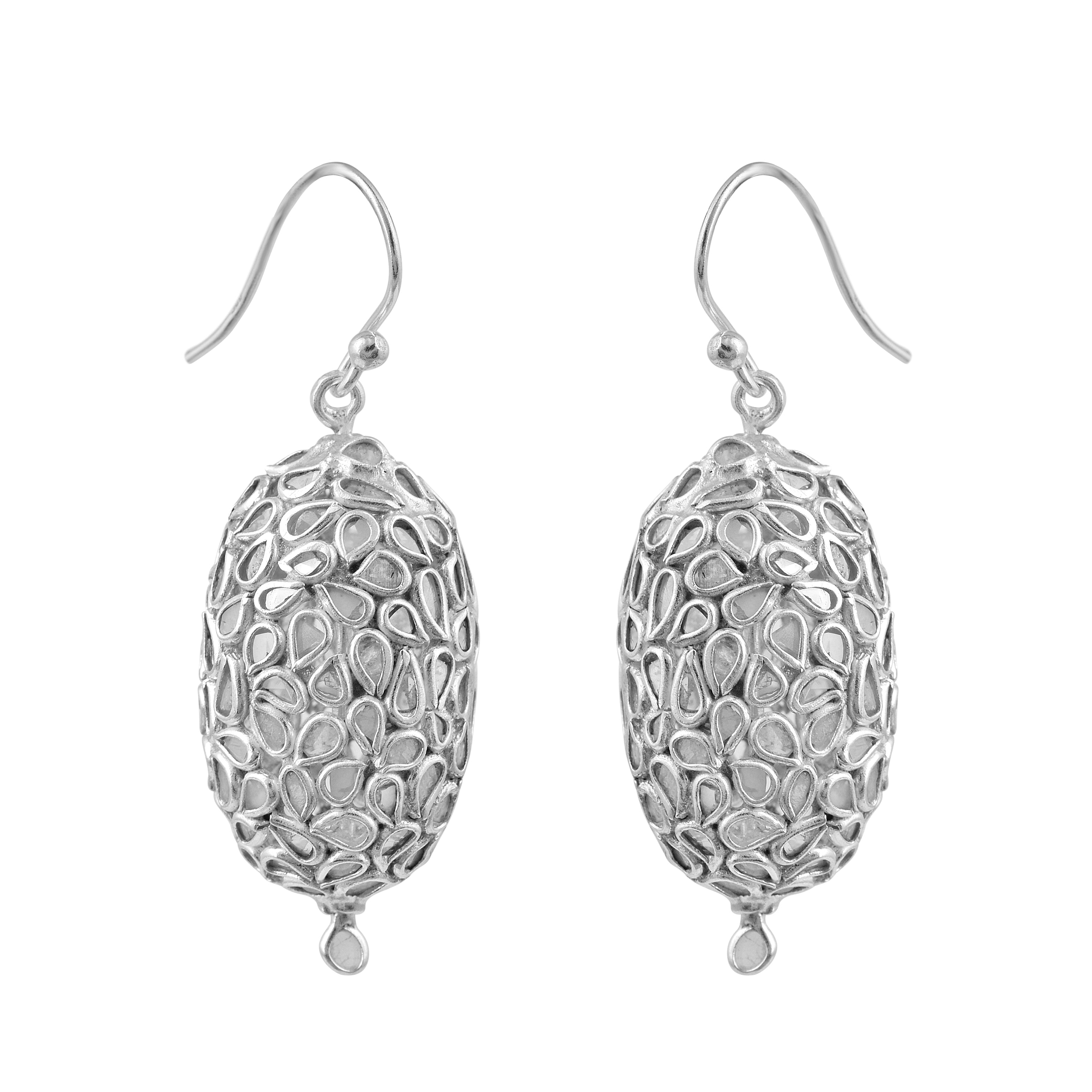 4 CTW Diamond Polki Beaded Dangle Earrings