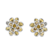 Load image into Gallery viewer, 2 CTW Yellow Diamond Polki 3D Flower Stud Earrings
