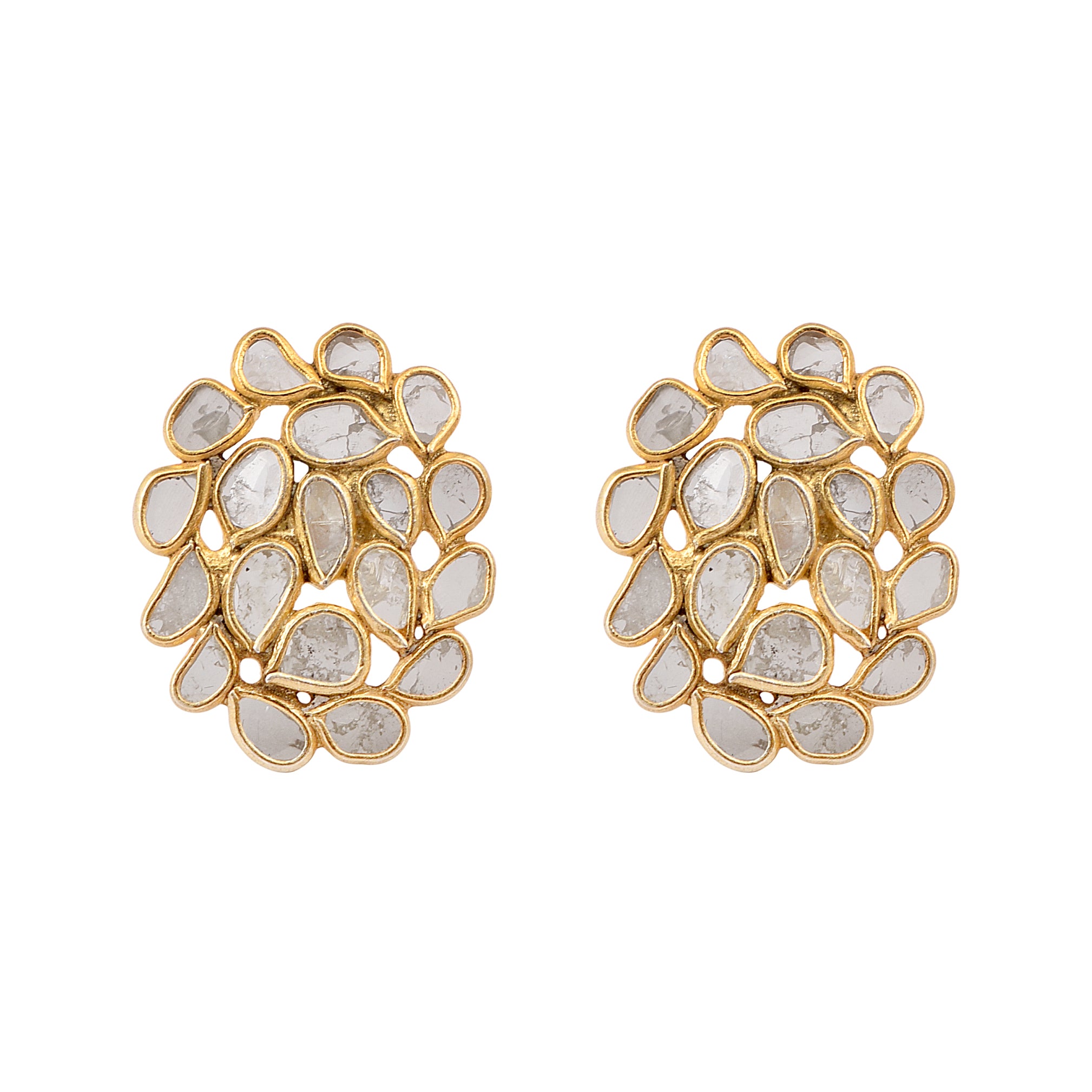 2 CTW Diamond Polki Cluster Studs