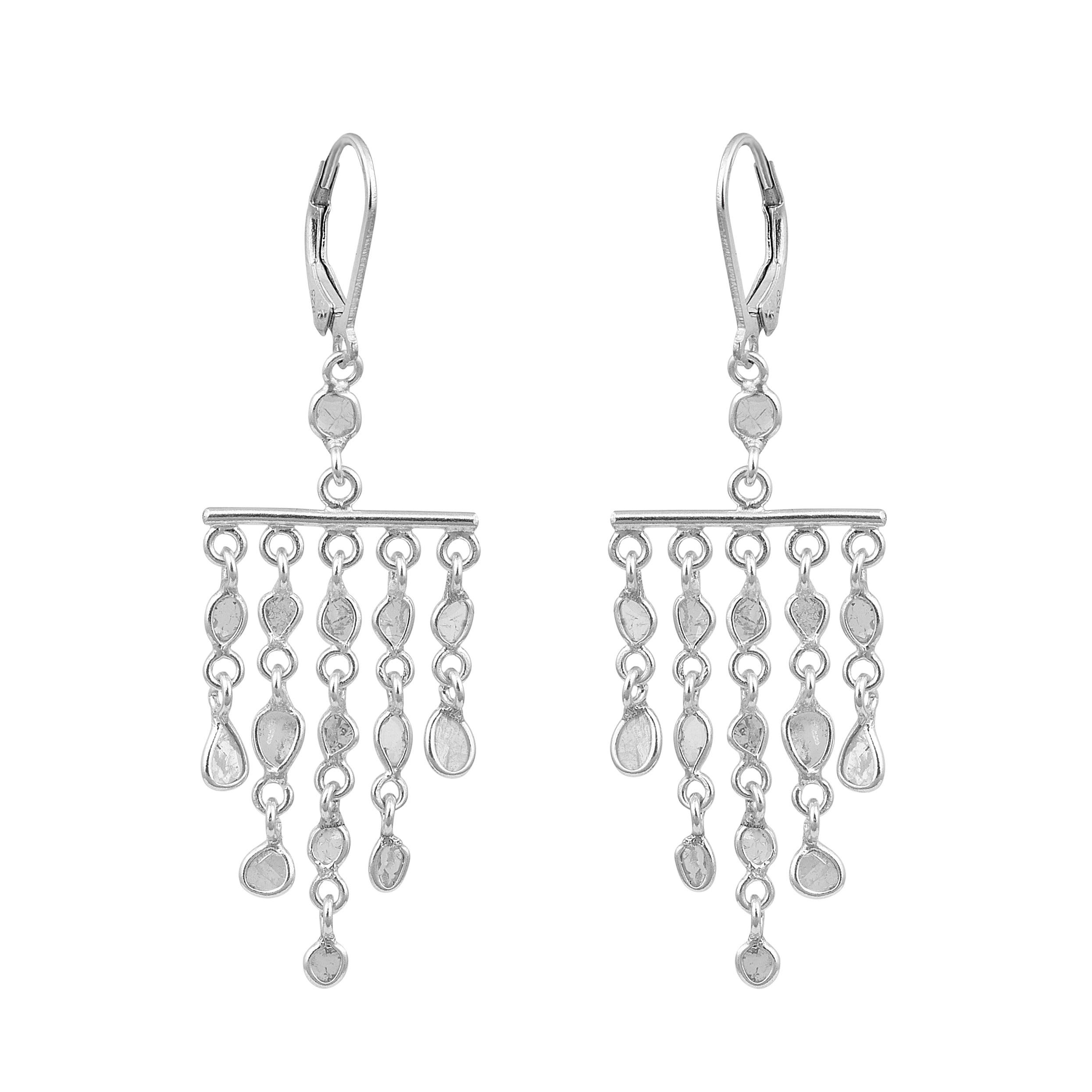1.50 CTW Diamond Polki Dangle Chandelier Earrings