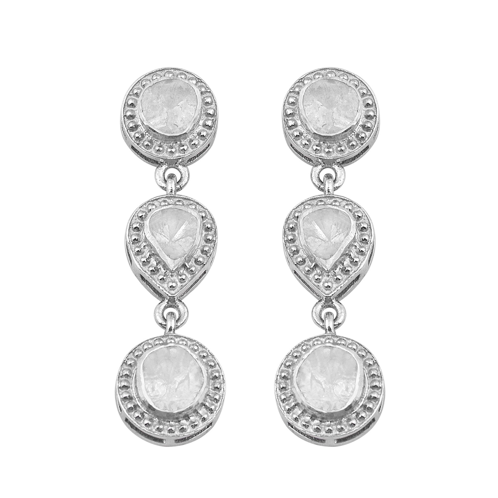 1 CTW Diamond Polki Dangle Earrings