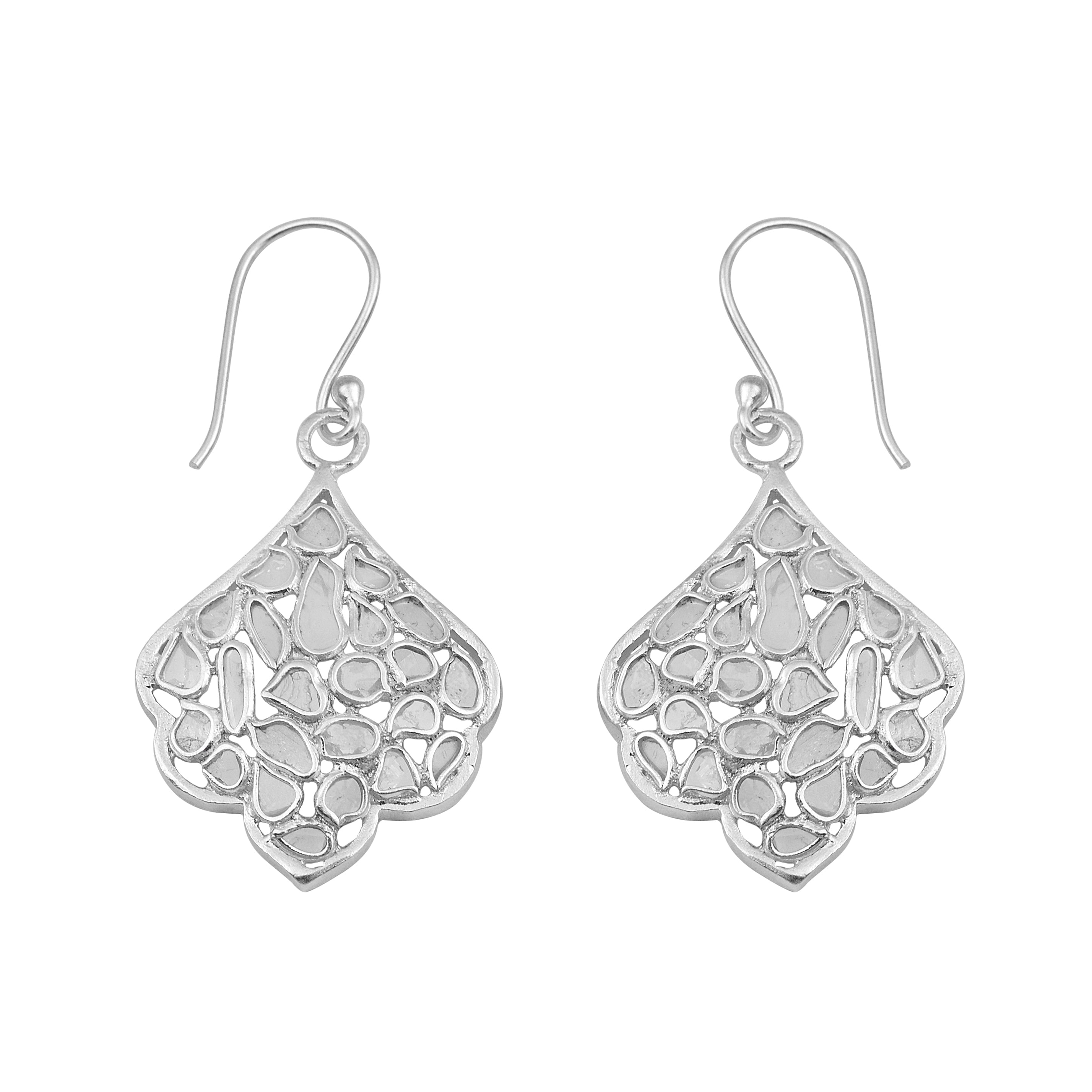 1 CTW Diamond Polki Leaf Dangles Earrings
