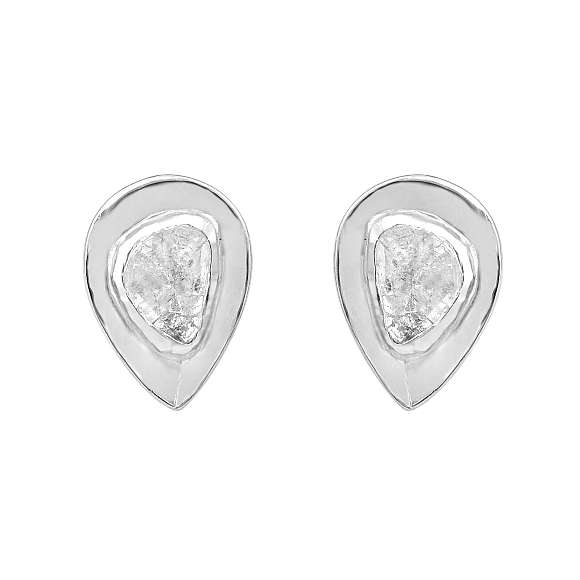 0.50 CTW Diamond Polki Pear Solitaire Stud Earrings